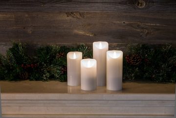 KONSTSMIDE LED-Kerze Weihnachtsdeko (1-tlg), LED Echtwachskerze, weiß, mit 3D Flamme, Ø 7,5 cm, Höhe: 17,5 cm