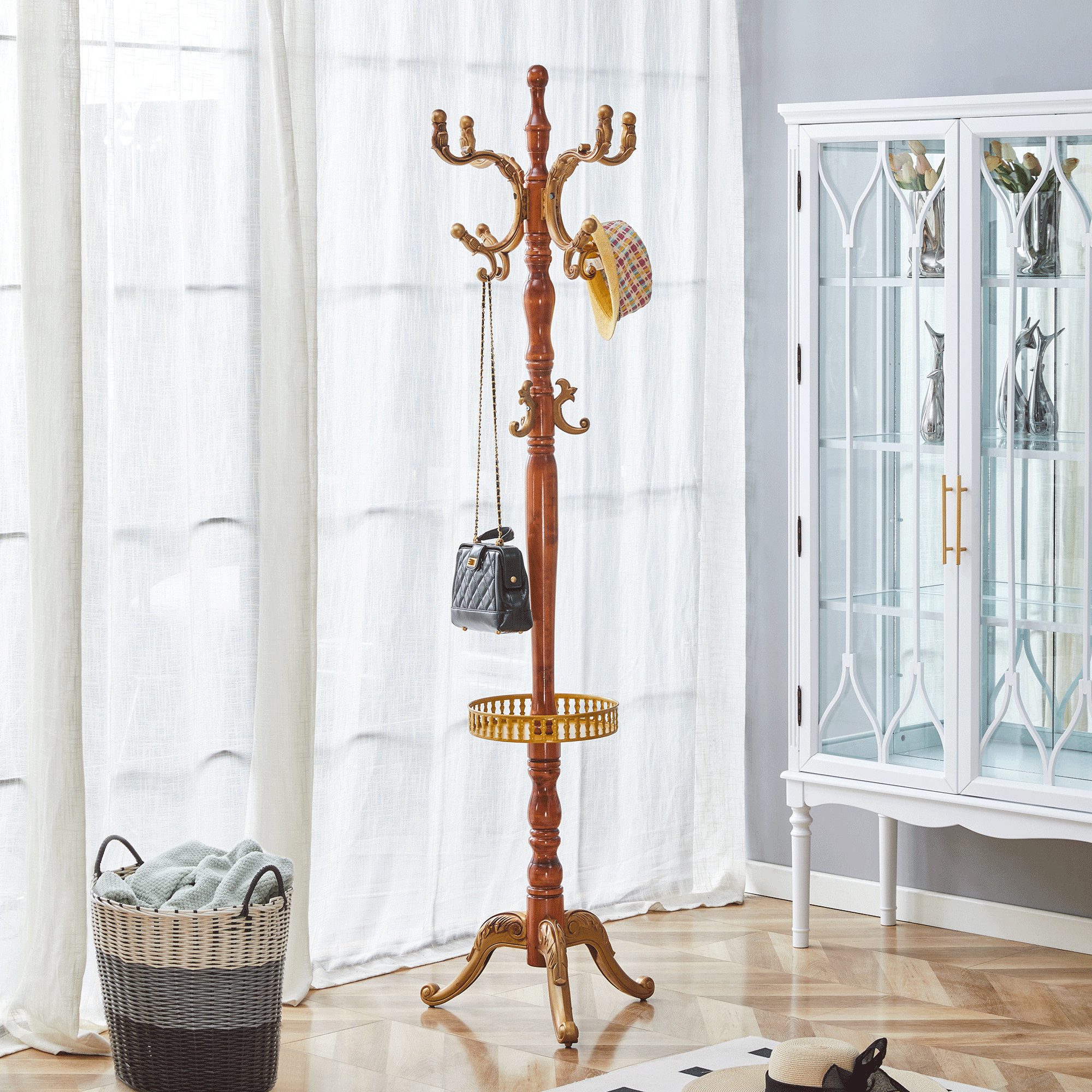 i@home Kleiderständer, in Massivholz, mehrfach bestückt, mit rutschfesten Füßen