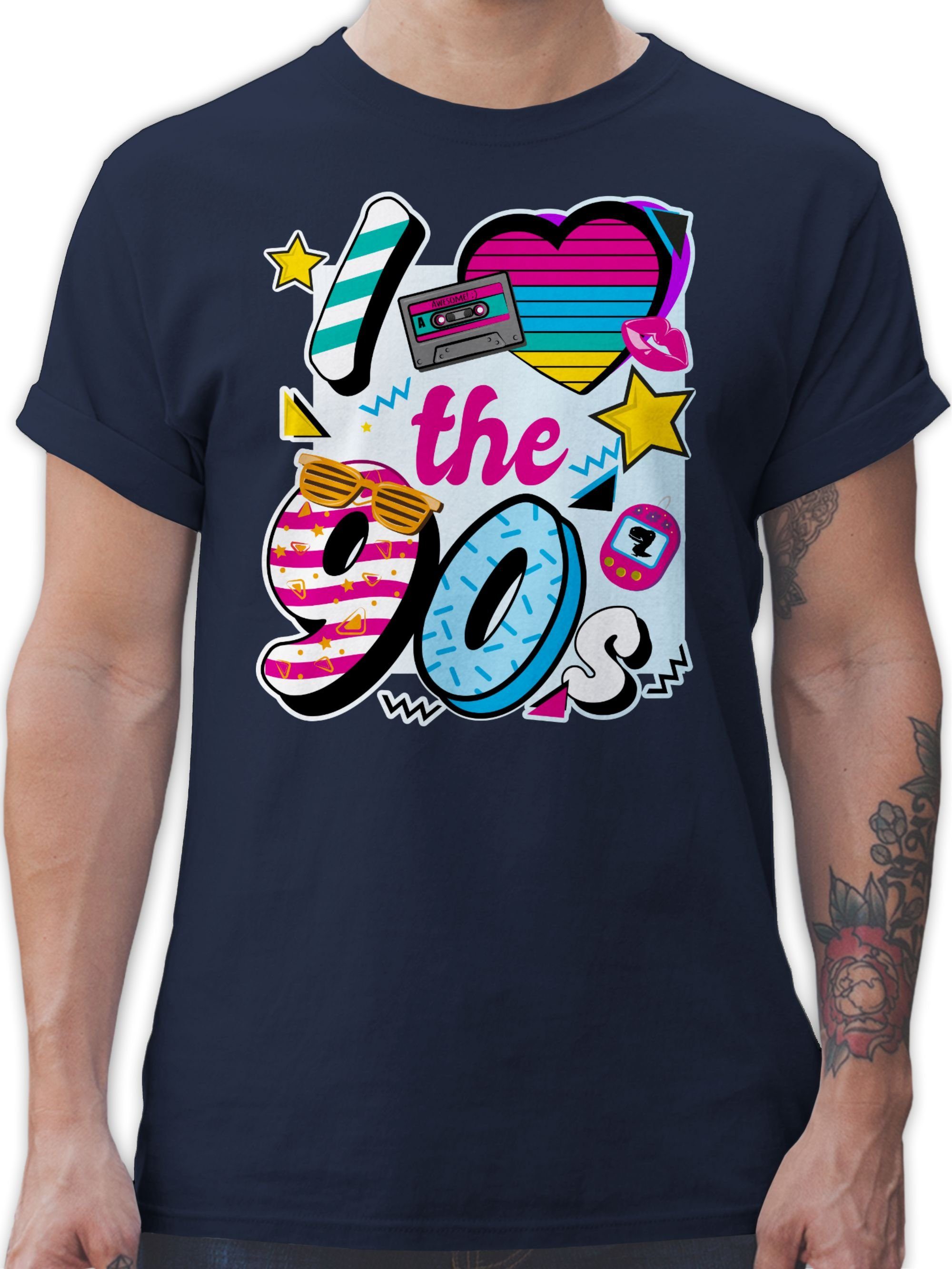 Shirtracer T-Shirt I love the 90s Sprüche Statement 03 Navy Blau