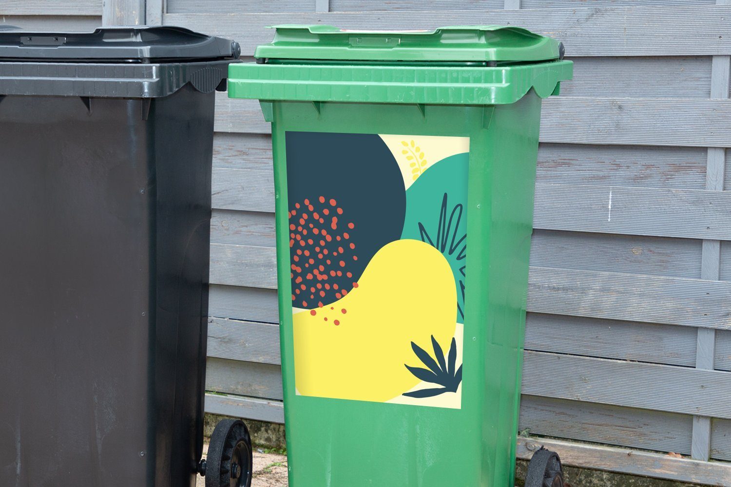 MuchoWow Wandsticker Sommer - - Blätter (1 Flecken Tupfen St), Mülleimer-aufkleber, Container, Mülltonne, - Abfalbehälter Sticker