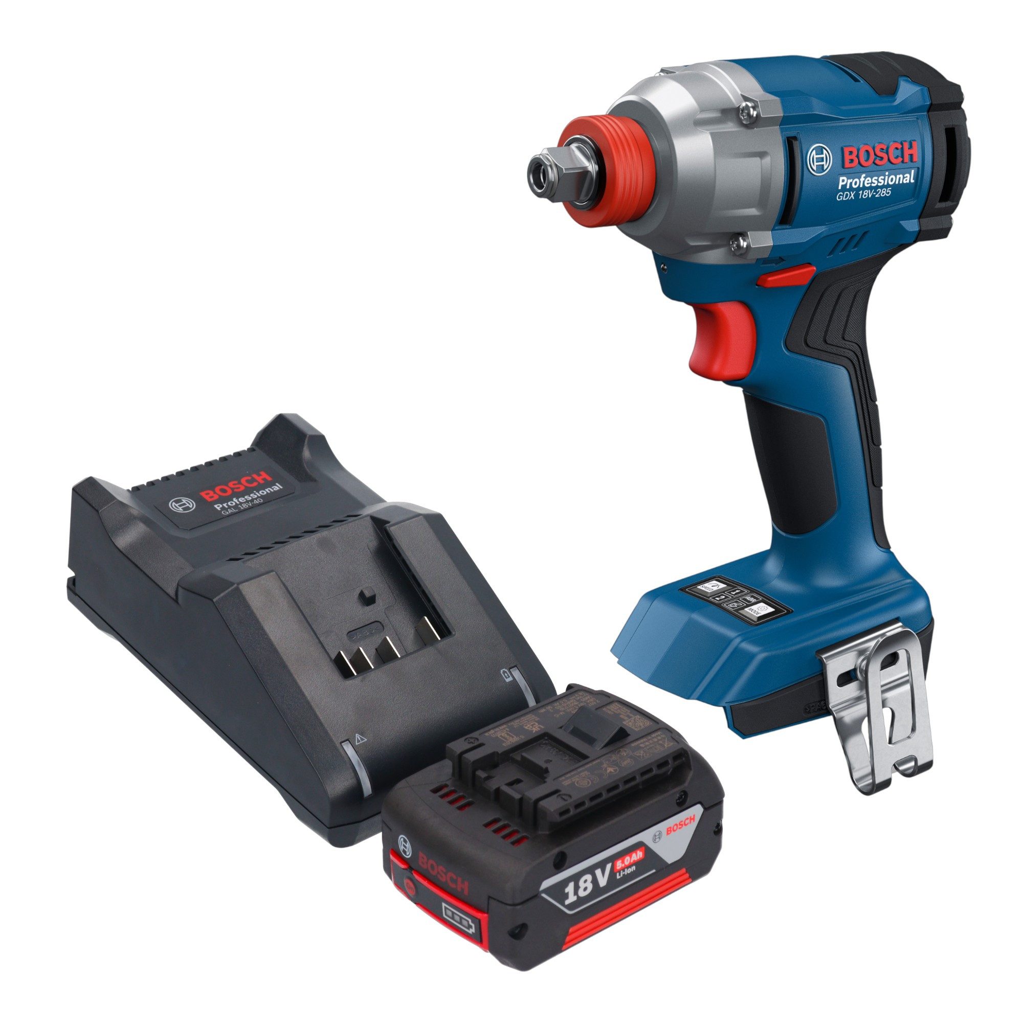 Bosch Professional Akku-Schlagschrauber GDX 18V-285 Professional 18 V 285 Nm 1/4'' + 1x Akku 5,0 Ah + Lader