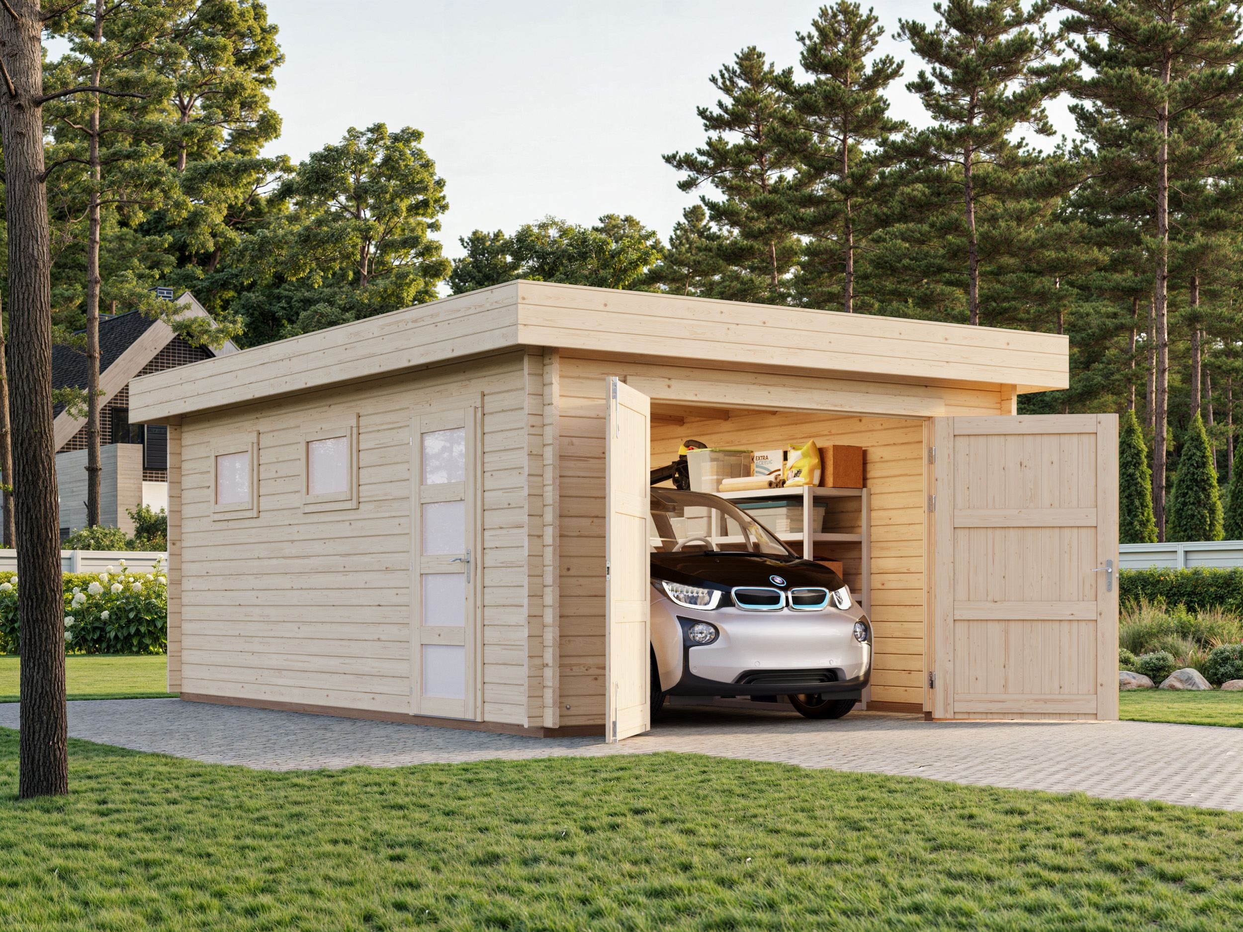 Palmako Garage Rasmus, mit Holztor, BxTxH: 420x598x253 cm