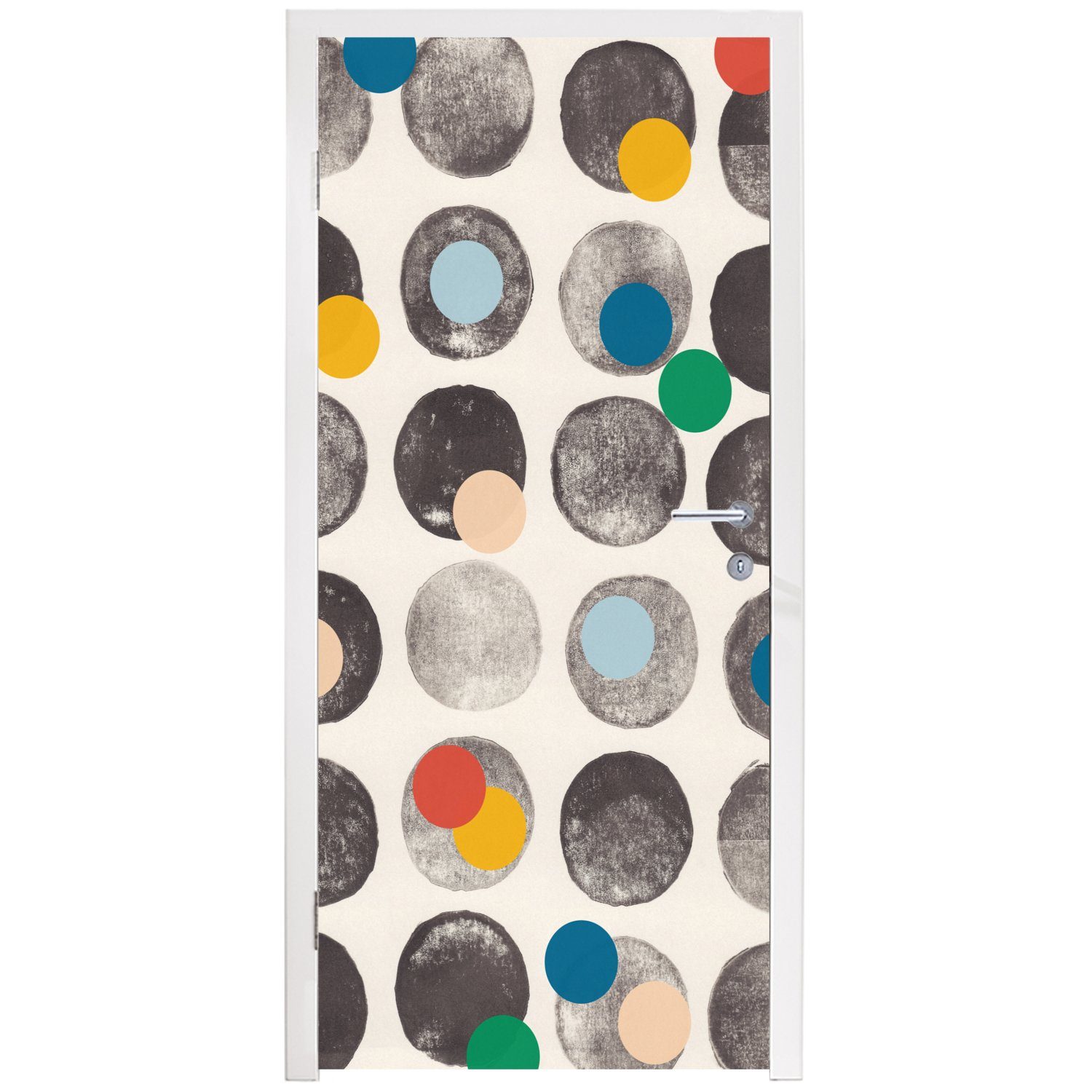 - 75x205 St), bedruckt, Abstrakt Matt, Türaufkleber, Fototapete Pastell, - Tür, Farben Türtapete cm - Kreise für MuchoWow (1