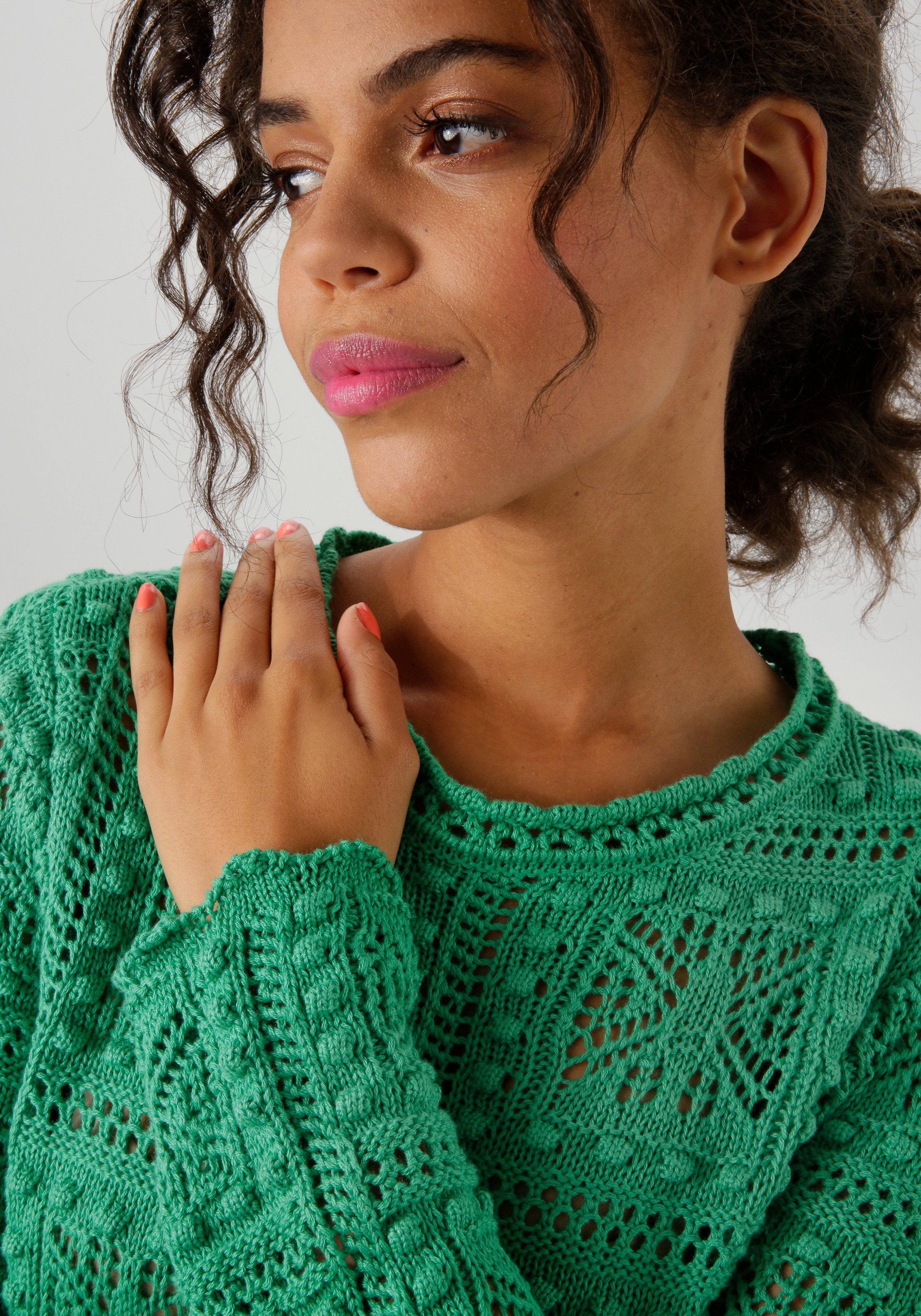 Aniston CASUAL Strickpullover im attraktiven Ajour-Muster-Mix