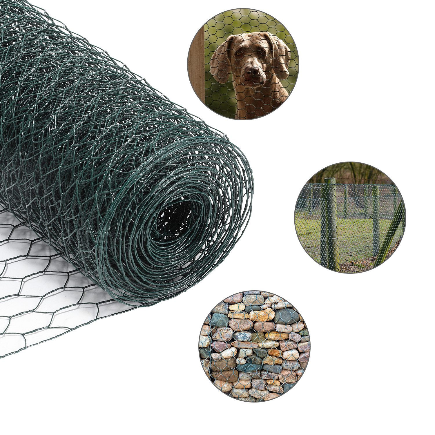 Clanmacy Gartenzaun Maschendrahtzaun Zaun Hasendraht Verzinkt Sechseckgeflecht Gartenzaun, (Maschengröße: 27x27cm, 1-St., 2 Größe: 50x1000cm/100x1000cm), Witterungsbeständig, robust, stabil und vielseitig einsetzbar