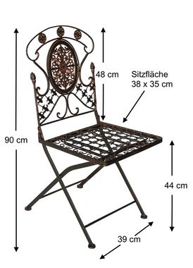 DanDiBo Gartenmöbelset Sitzgruppe Eisen Garten Antik Bistroset AVIS Bistrotisch mit 2 Stühlen klappbar Metall Gartentisch
