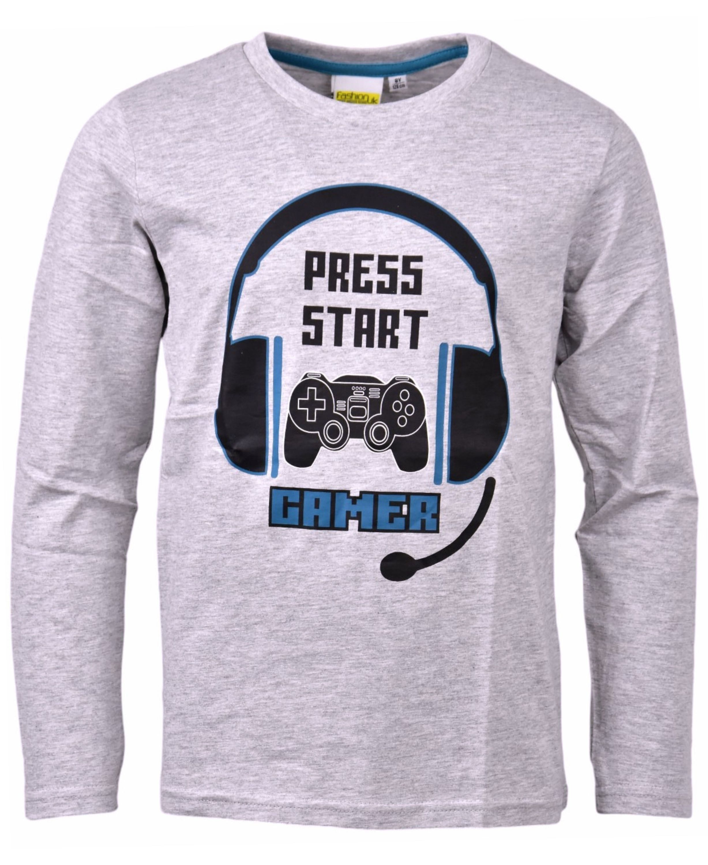 Langarmshirt Press Start Gamer