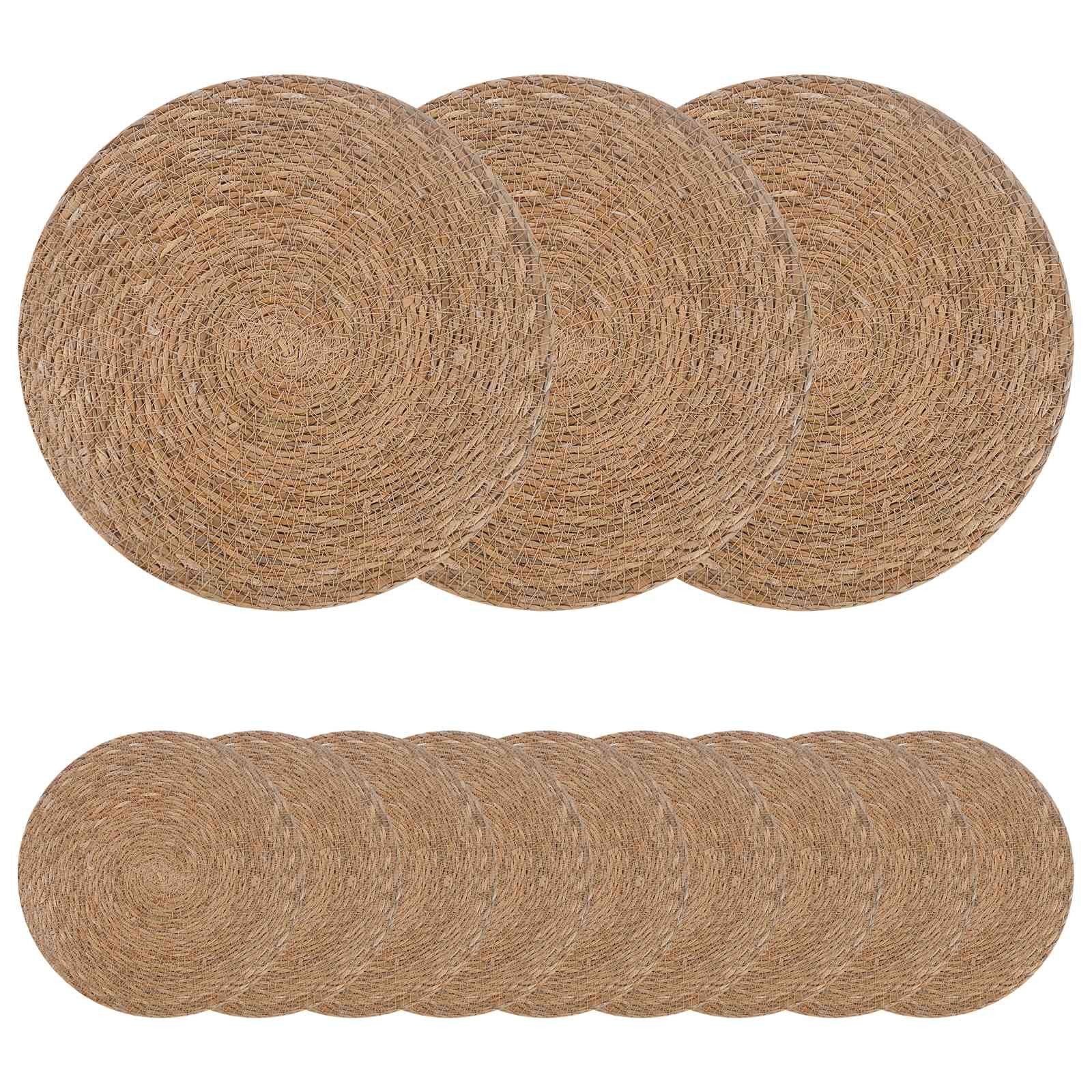 vidaXL Platzset Seegraskissen 12 pcs Natur Ø 30 cm 100% Seegras, (12-St)