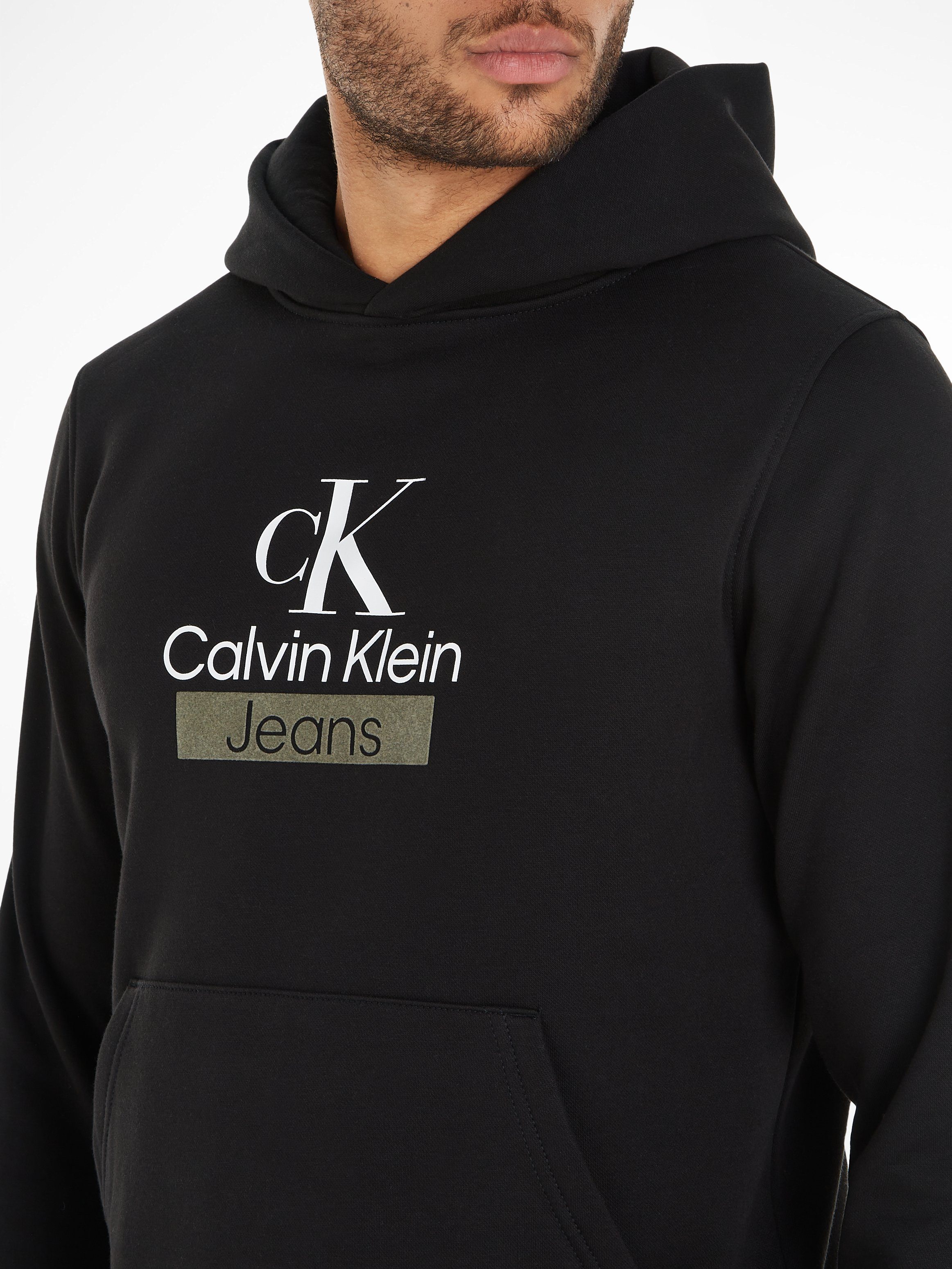 Calvin Klein Jeans Kapuzensweatshirt Black HOODY Ck STACKED ARCHIVAL