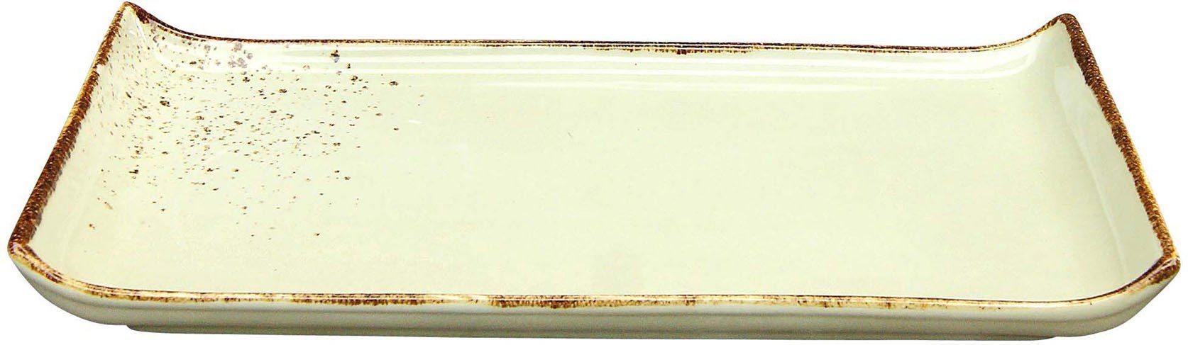 Glänzend CreaTable Servierplatte Nature 33x16,5 cm Collection, Steinzeug, (Set, Servier Set, hellgrau 2-tlg)