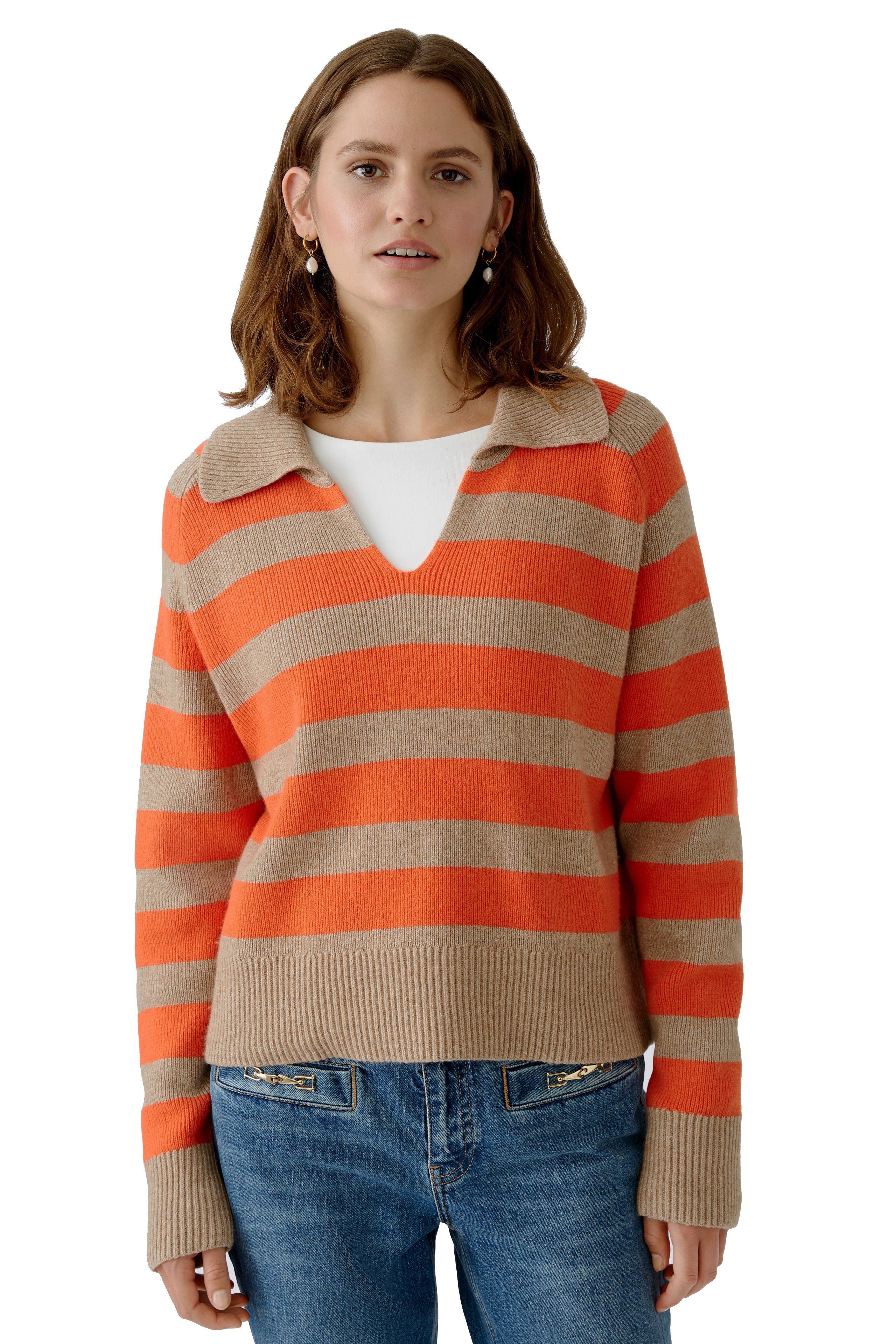 Strickpullover Oui Damen Strickpullover mit Polokragen 38