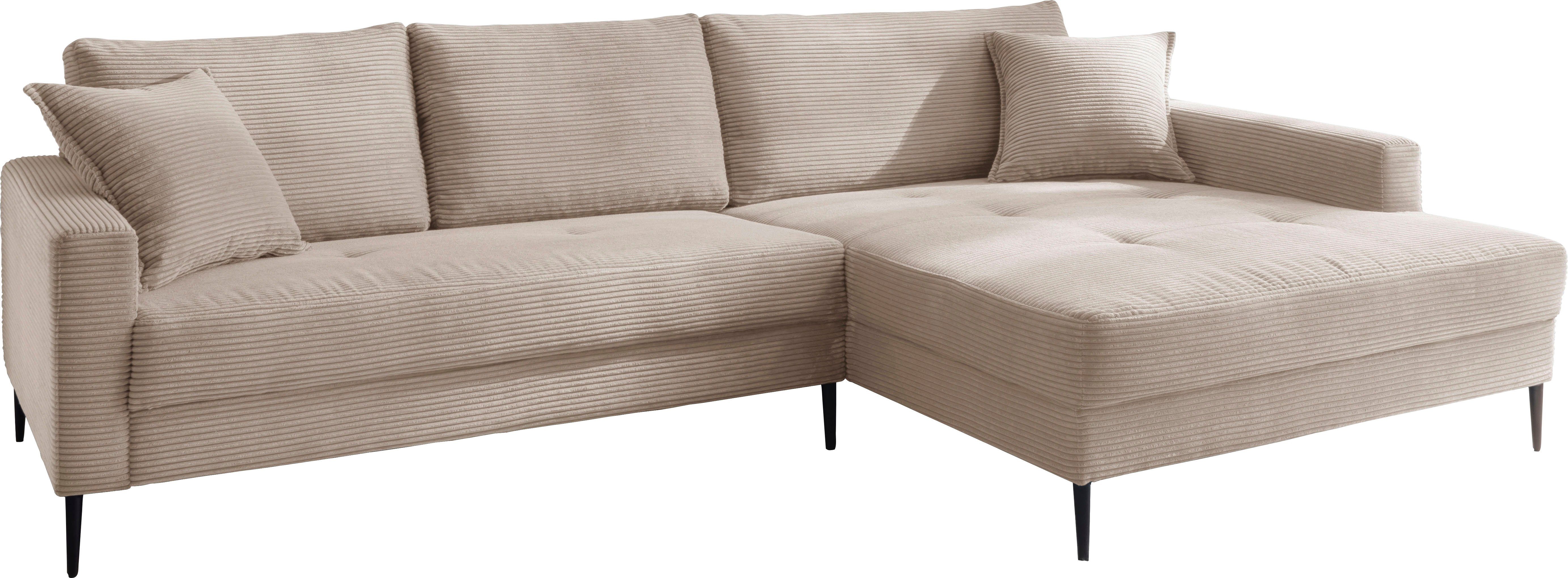 Trends by HG Ecksofa Summer L-Form, in Cord-Stoff mit Metallfuß günstig online kaufen