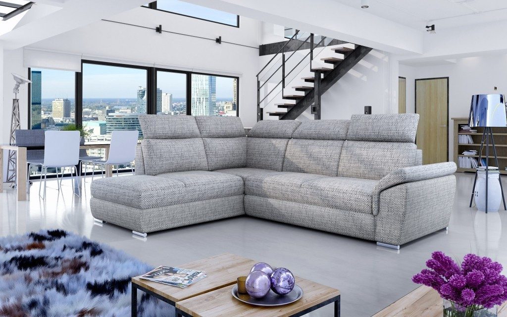 Xlmoebel Ecksofa Stoff Sofa L-Form mit Bettfunktion und modernem Design, 2 Teile, Made in Europa