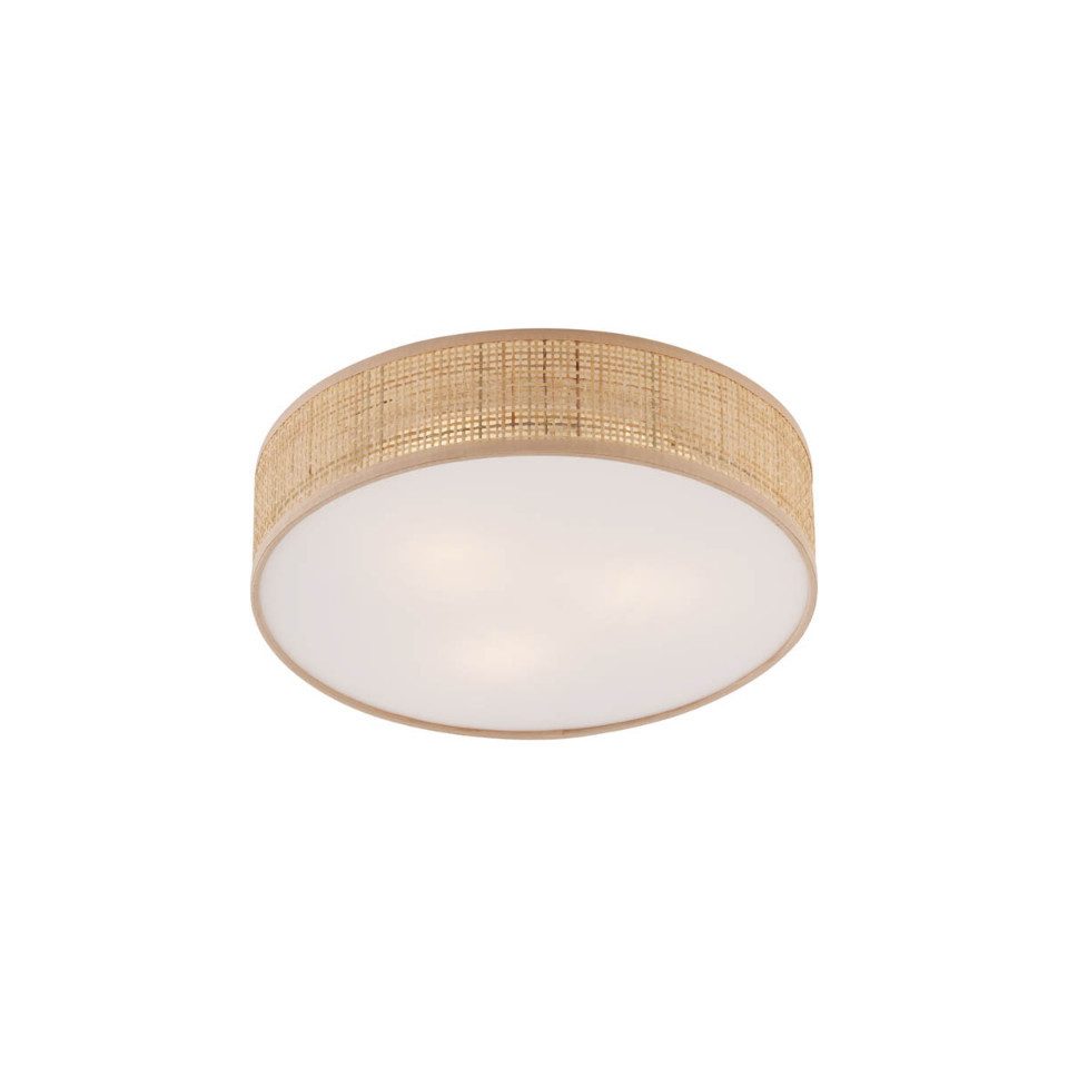 Qazqa Deckenleuchte Trammy, ohne Leuchtmittel, Extra-Warmweiß, QAZQA Deckenleuchte, e27, Naturel, Rattan, Japandi