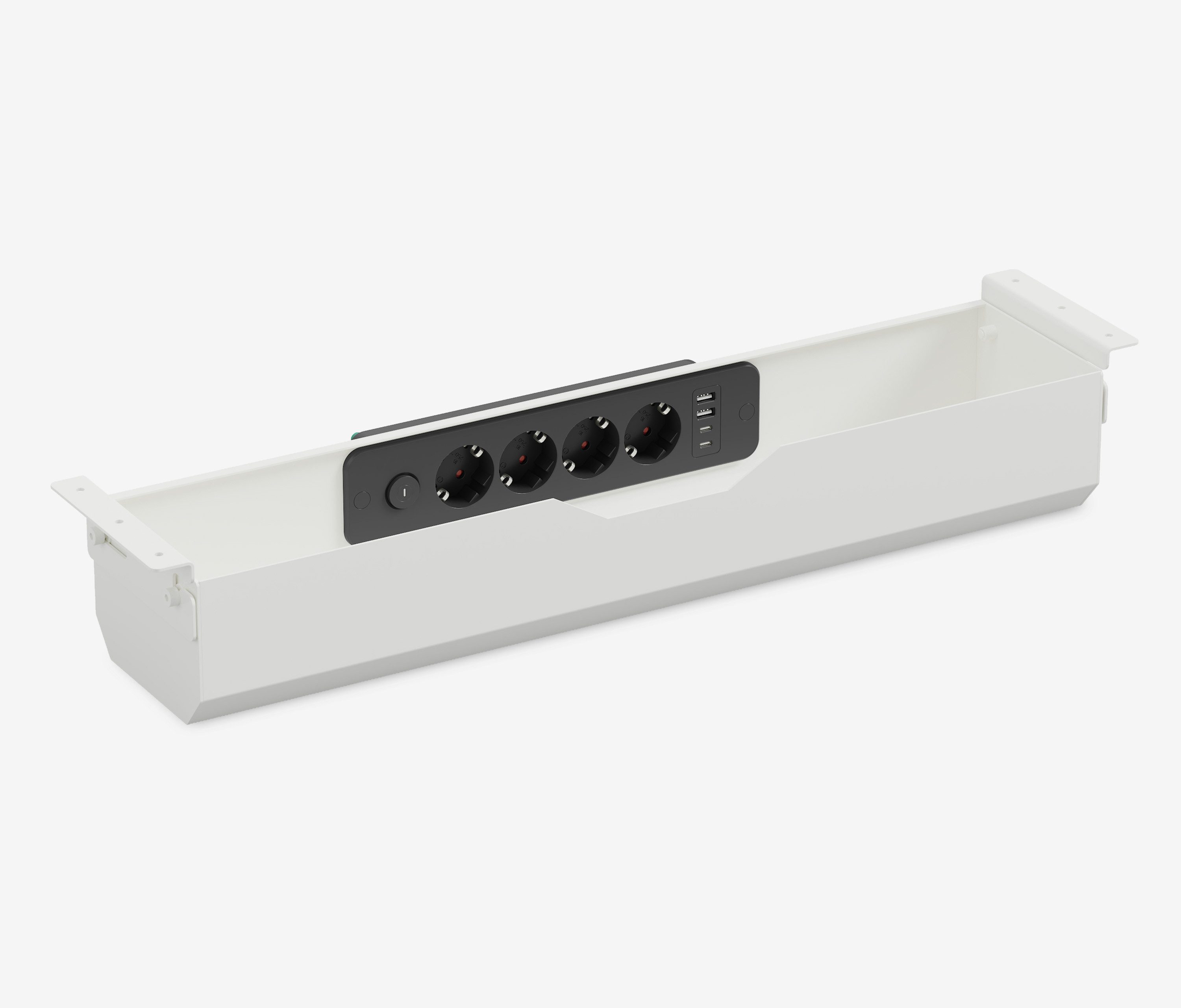 Ergolutions Kabelführung Klappbare Kabelwanne inklusive passender Steckdosenleiste, 5 Jahre Garantie / Groß / Perfektes Kabelmanagement