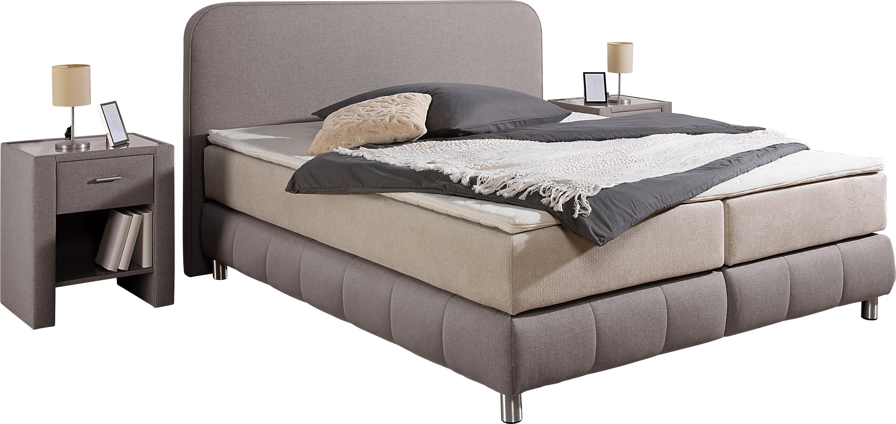 Home affaire Boxspringbett Cesson, in verschiedenen Breiten, inkl. Topper, wahlweise in H2, H3 oder H4 erhältlich