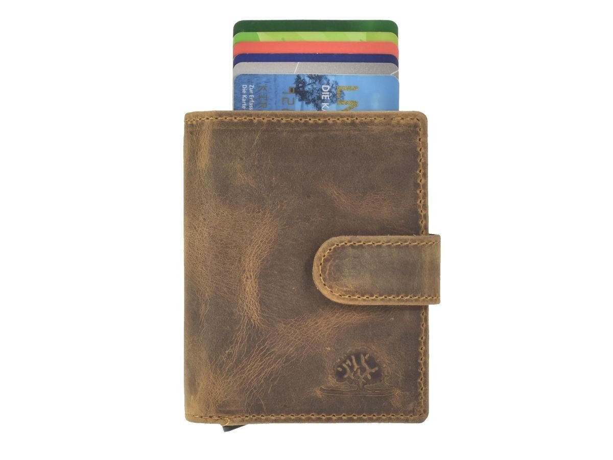 Greenburry Card-Slider, RFID Kartenbörse sahara tan Münzfach, Vintage, Schutz mit Kartenetui Geldbörse mit
