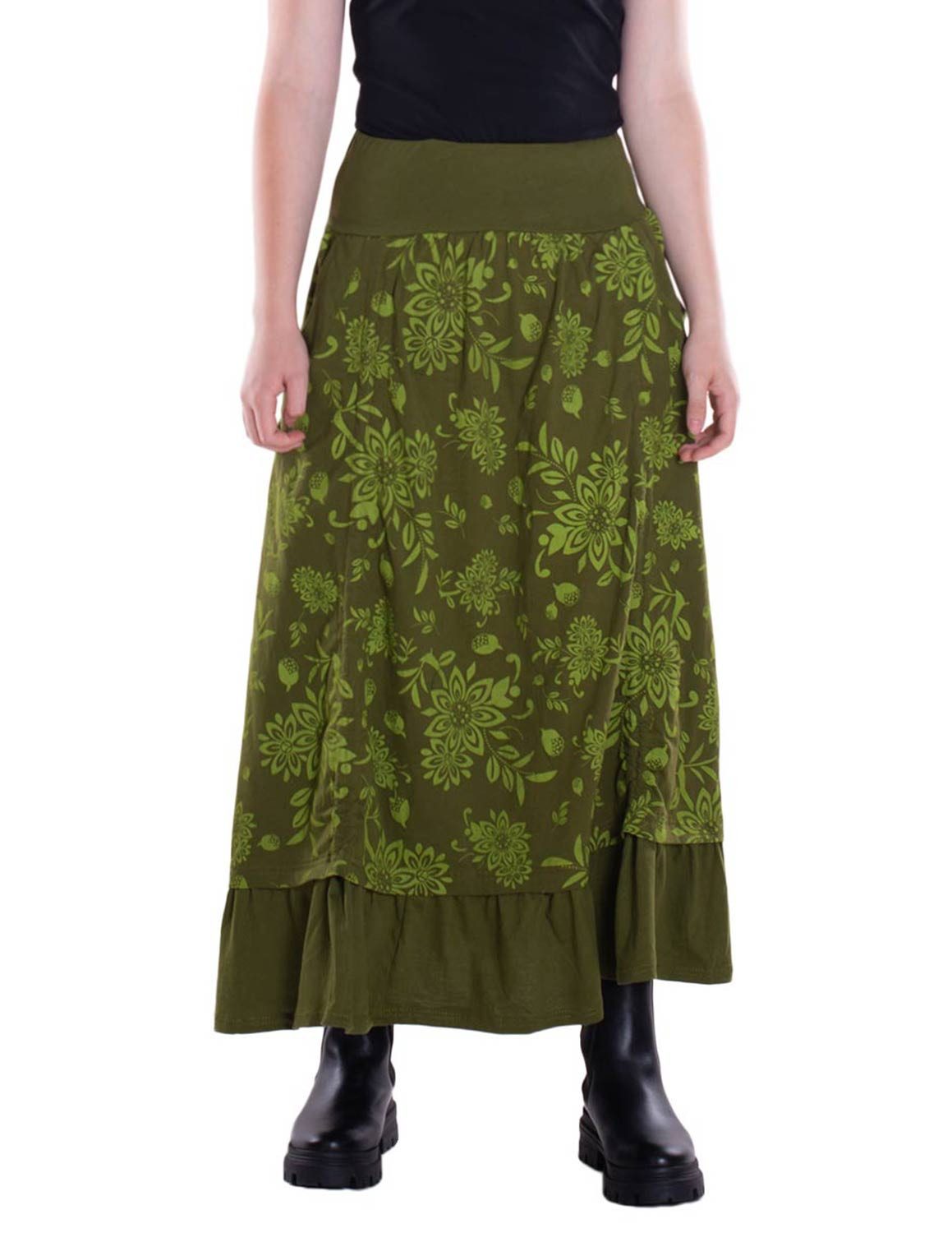 Vishes Maxirock Langer Damen Maxi-Rock längen-verstellbar Baumwolle Blüten- günstig online kaufen