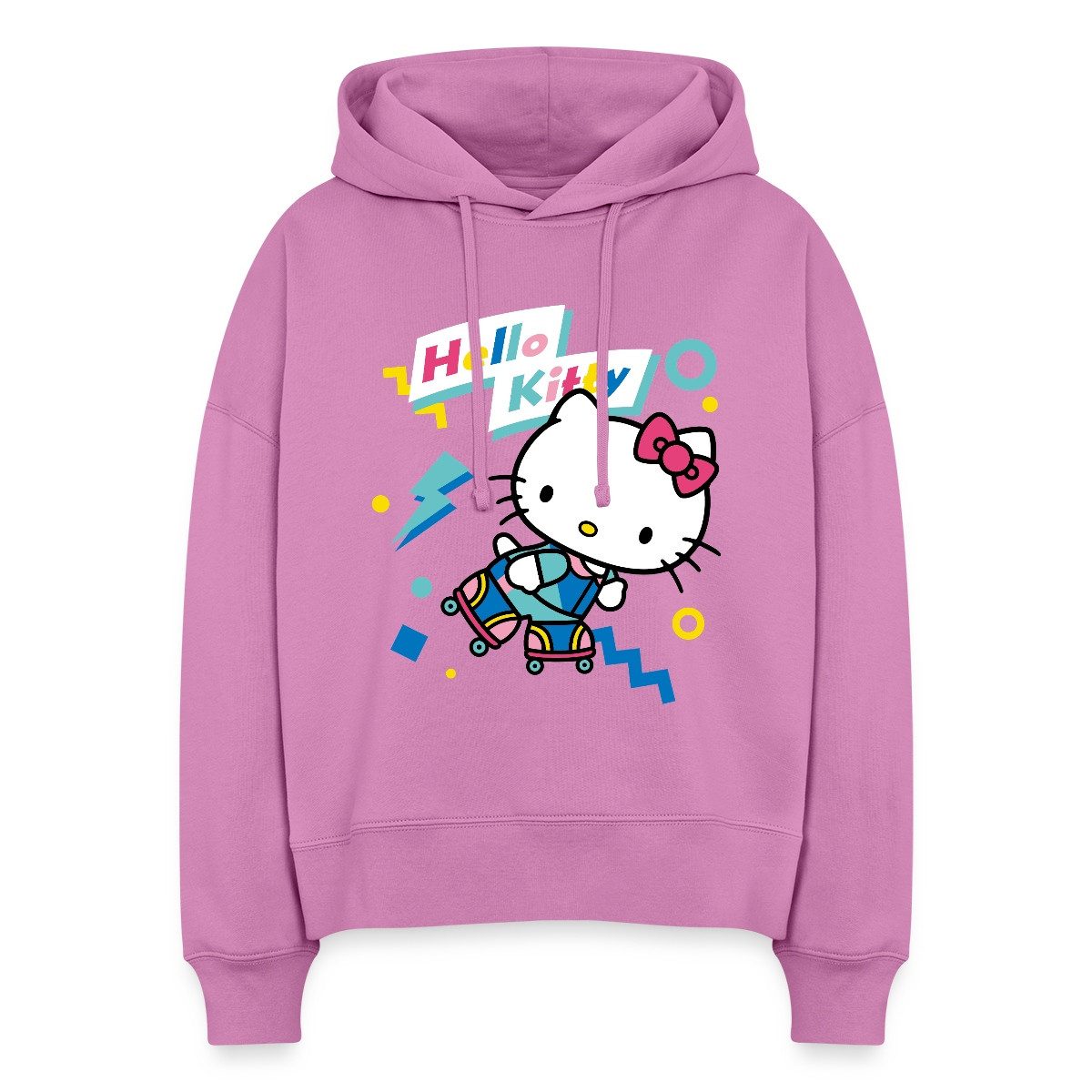 Hoodie Hello Kitty 90er Stil Mit Rollschuhen Frauen Boxy Organic Hoodie