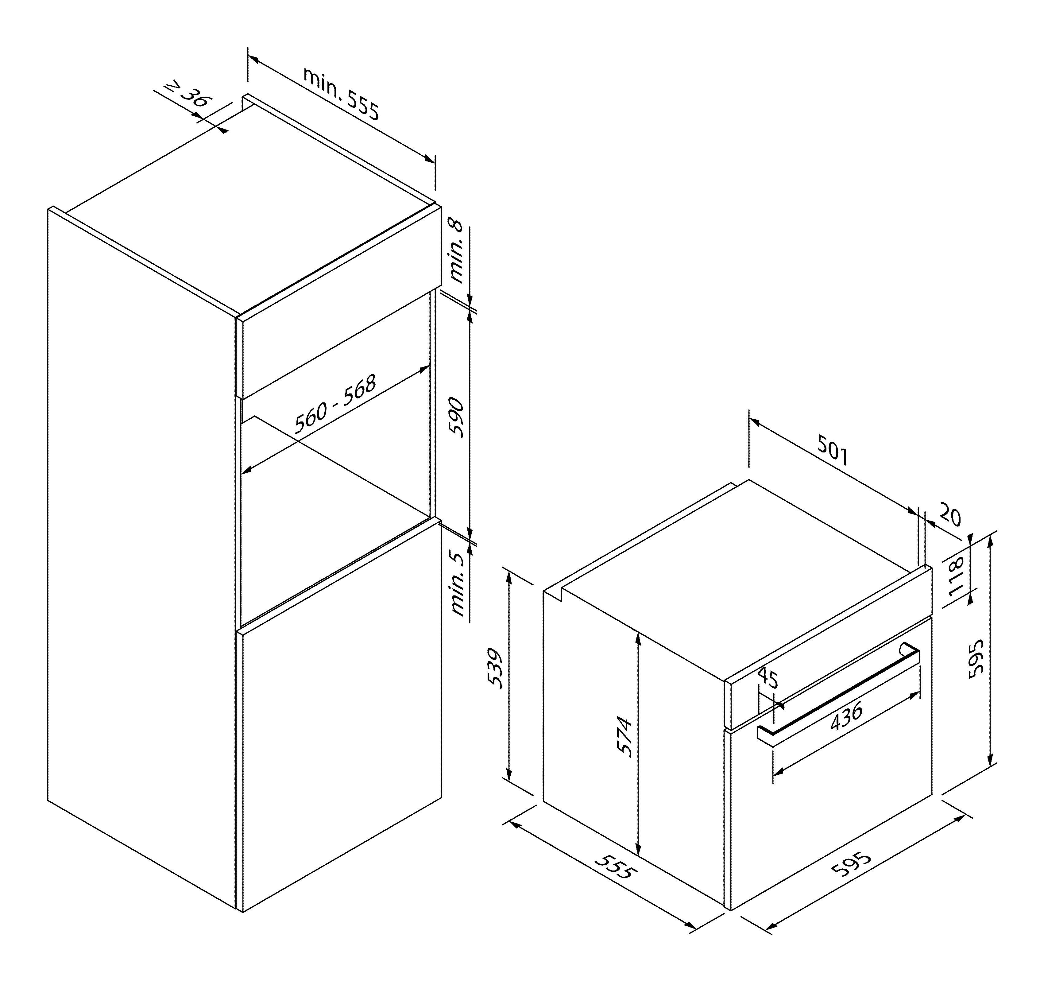 HTech Einbaubackofen WB1300, Garraum Volumen: 69 Liter, Schwarzes Design