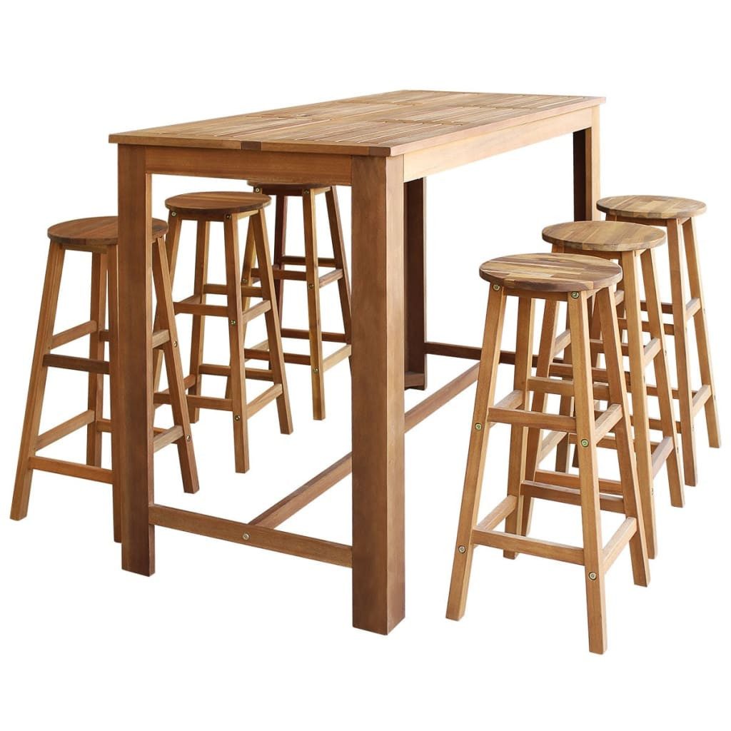 vidaXL Essgruppe Bartisch und Hocker-Set 7-tlg. nholz Massiv, (6-tlg)