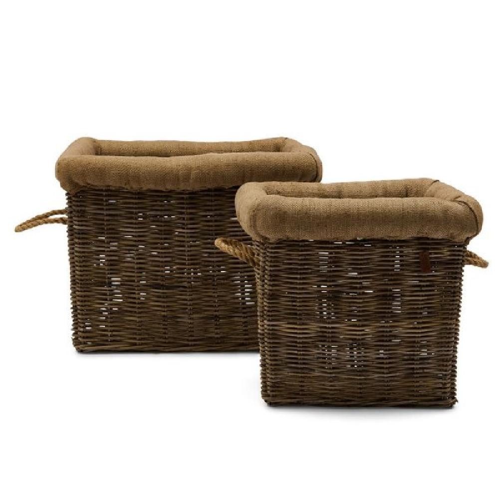 Servierschale Korb-Set Aufbewahrungskörbe Log Basket Rattan (2-teilig)