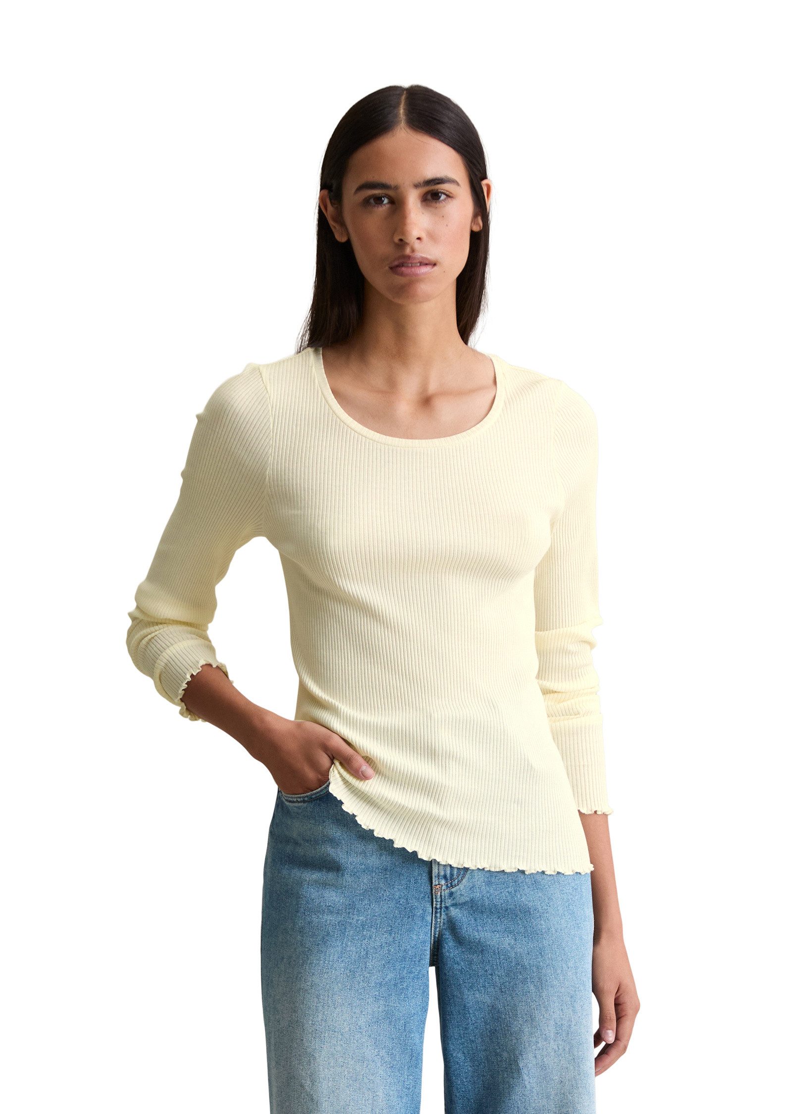 Marc O'Polo DENIM Langarmshirt aus Organic-Cotton-Stretch