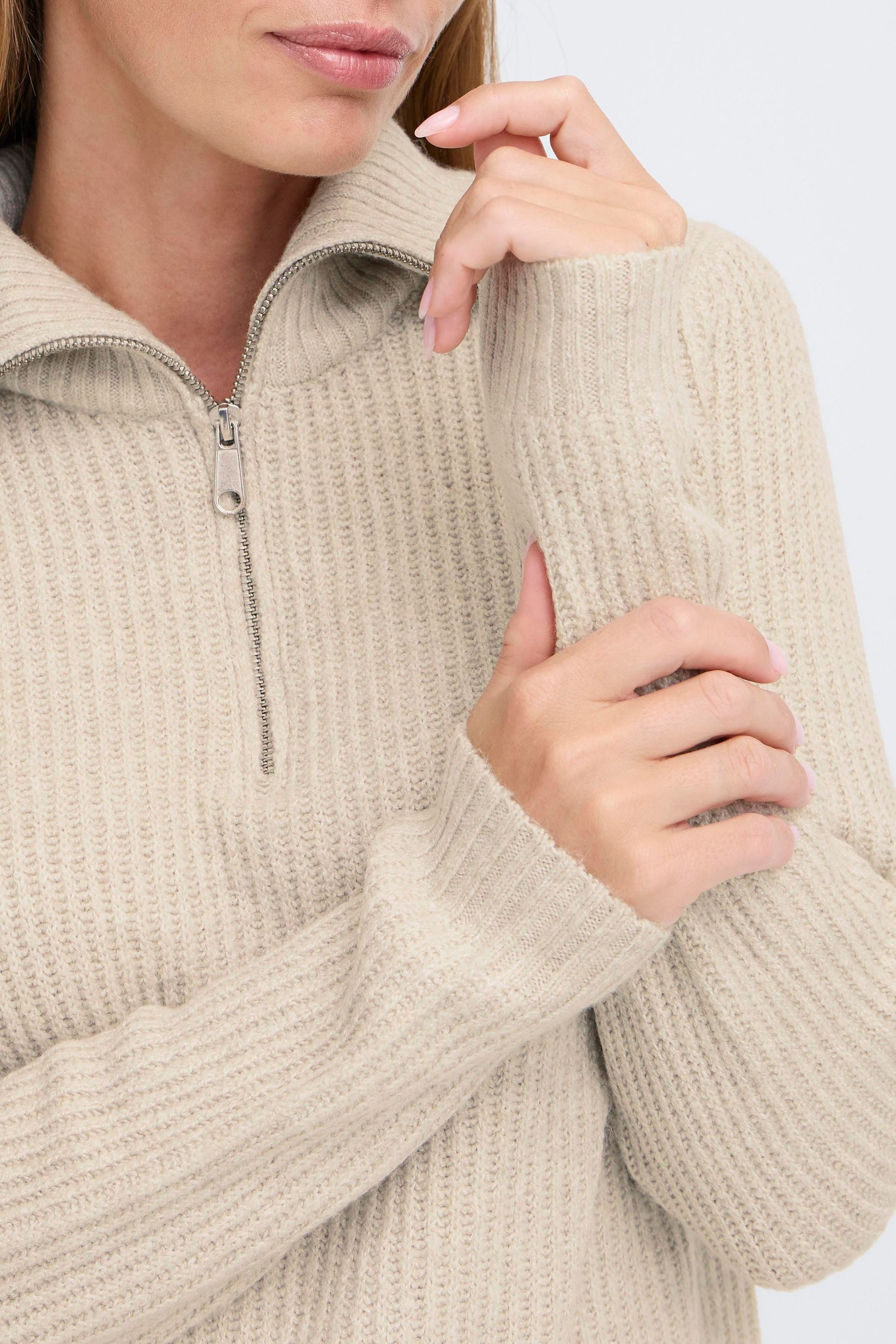 OXMO Troyer OXBallino Modischer Grobstrick-Pullover mit Troyerkragen