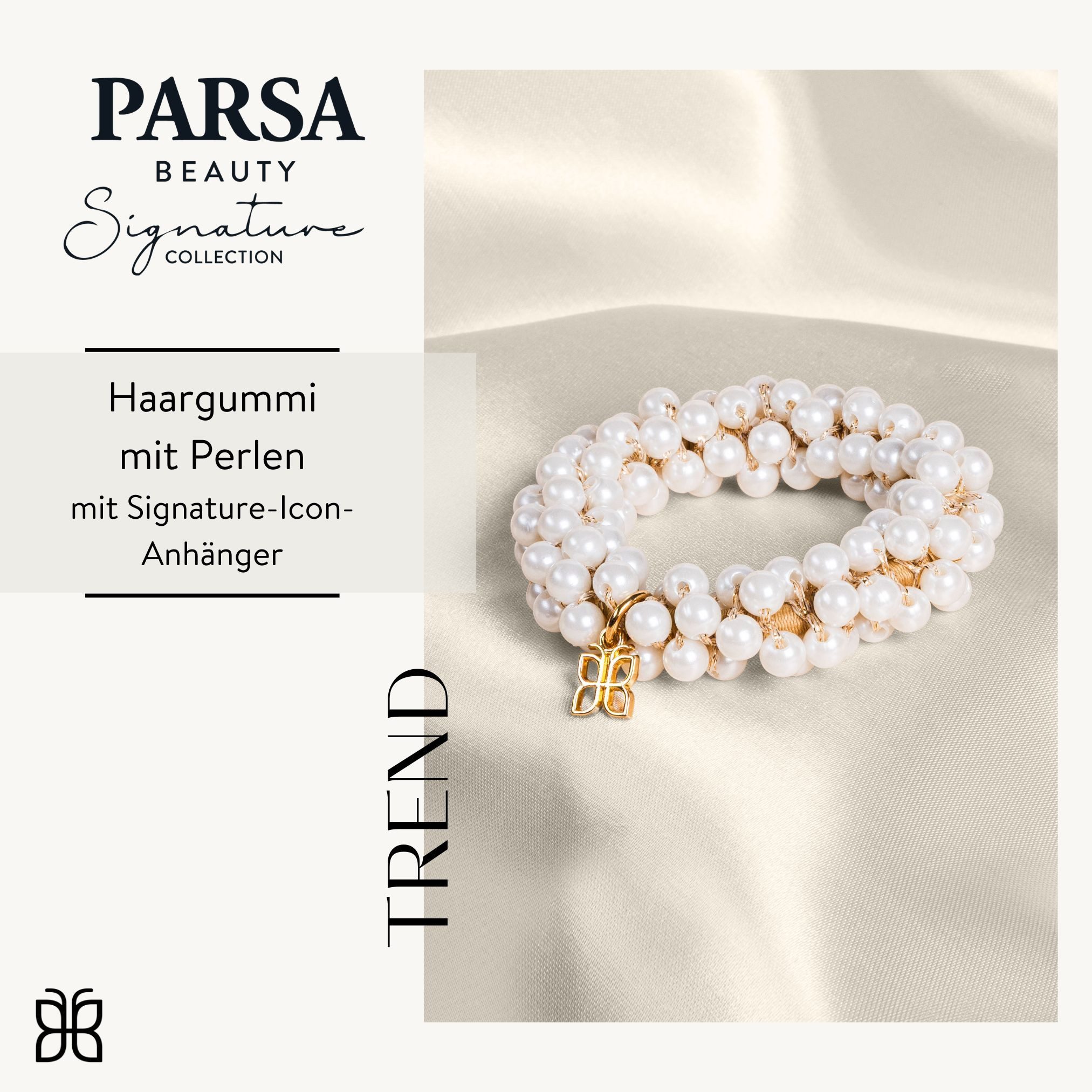 PARSA Beauty Haargummi Signature Collection Haargummi im Perlen-Look, Weiß/Gold