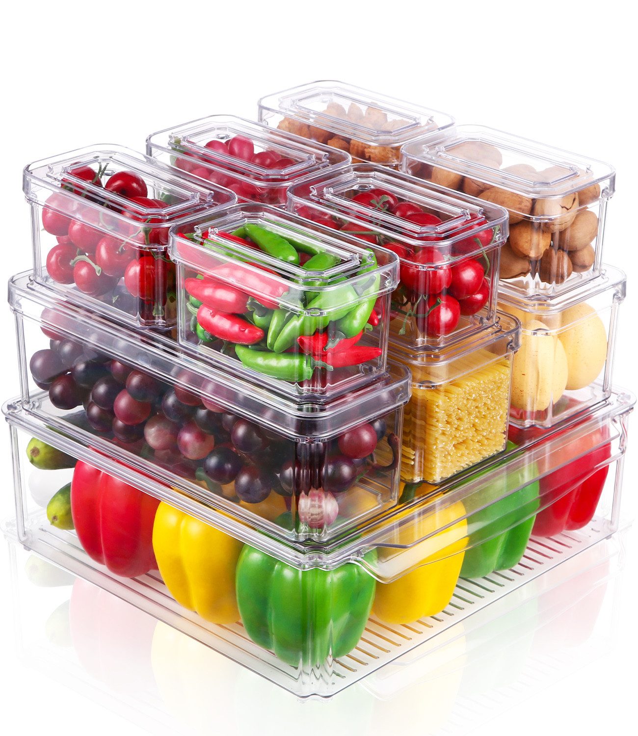 LEAZZLE Aufbewahrungsbox Kühlschrank-Organizer 4/10-teilig, Stapelbare Aufb günstig online kaufen