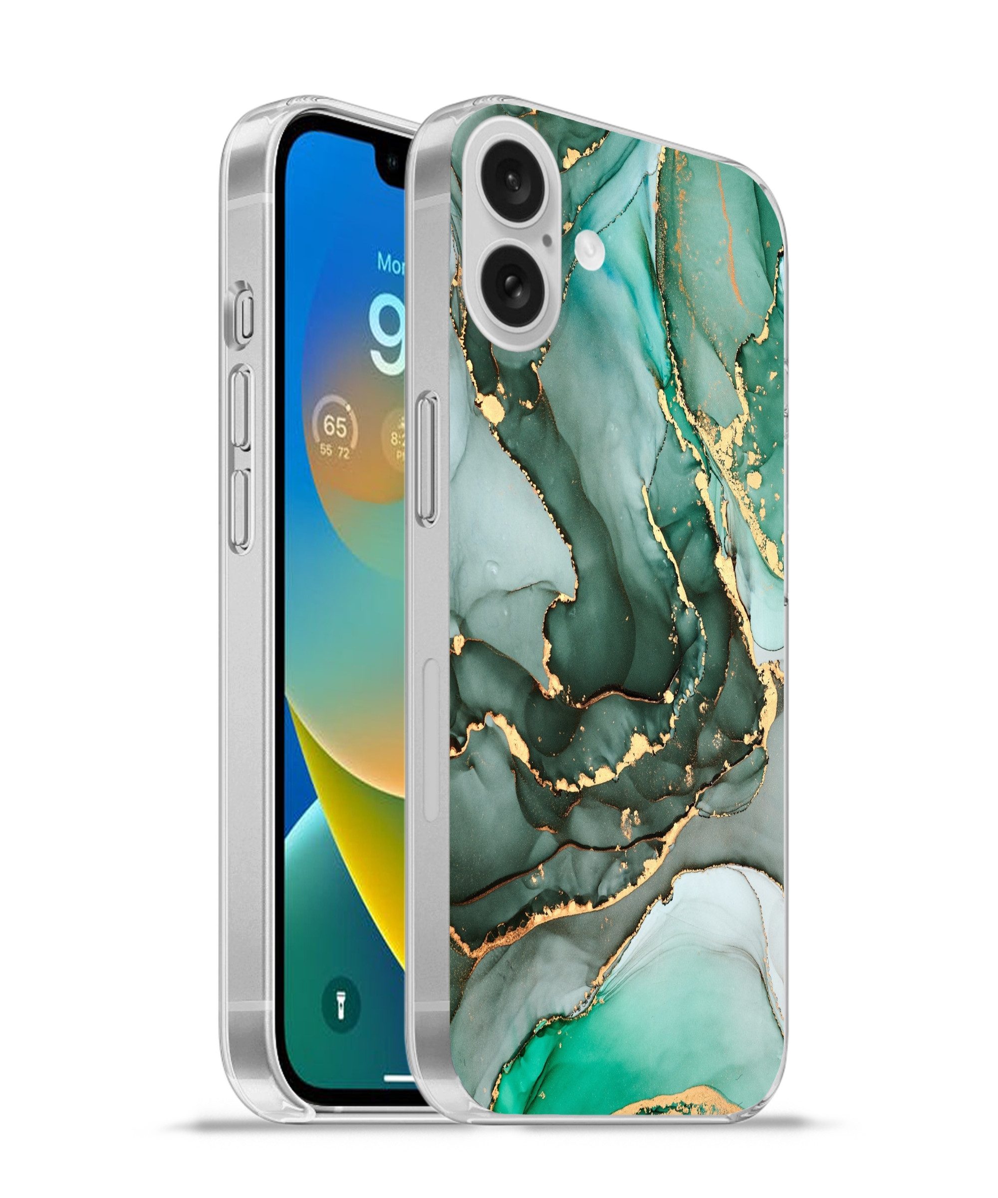 MuchoWow Handyhülle für Apple iPhone 16 Plus Gold - Marmor - Grün - Luxus - Marmoroptik -, Smartphone-Bumper, Print, Handy Schutzhülle Dünn