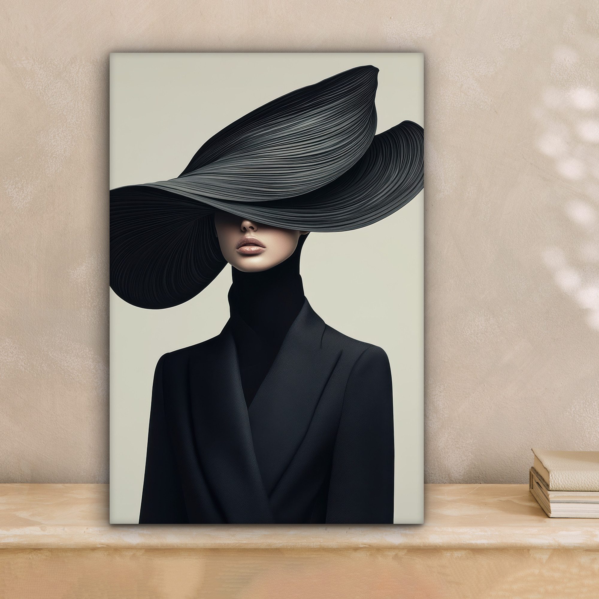 OneMillionCanvasses® Leinwandbild Schwarz - Frau - Hut, Fotodruck (1 St), L günstig online kaufen
