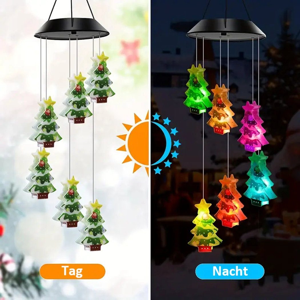 TUABUR LED Solarleuchte Bunte Weihnachtsbaum-Solarwindspiellichter, Weihnachtsdekoration