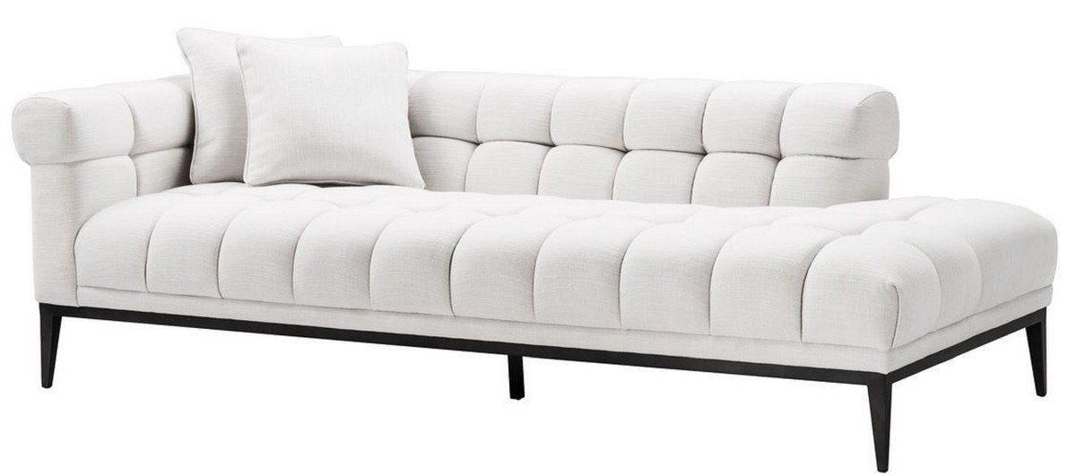 Casa Padrino Loungesofa Luxus Lounge Sofa Weiß / Schwarz 223 x 98 x H. 69 cm - Linksseitiges Wohnzimmer Sofa mit 2 Kissen - Luxus Qualität | Alle Sofas