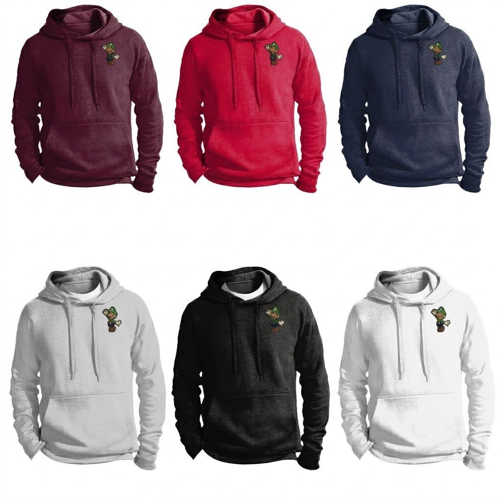 Hoodie Mario Luigi Super Wario Yoshi Peach Patch Hoodie Stick Retro Look Top