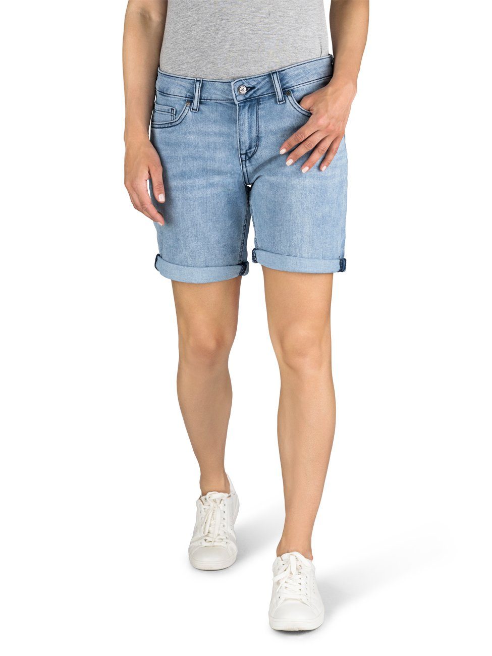 MUSTANG Jeansshorts Damen Shorts mit Hotpants Stretch Basic Fit Regular Bermuda