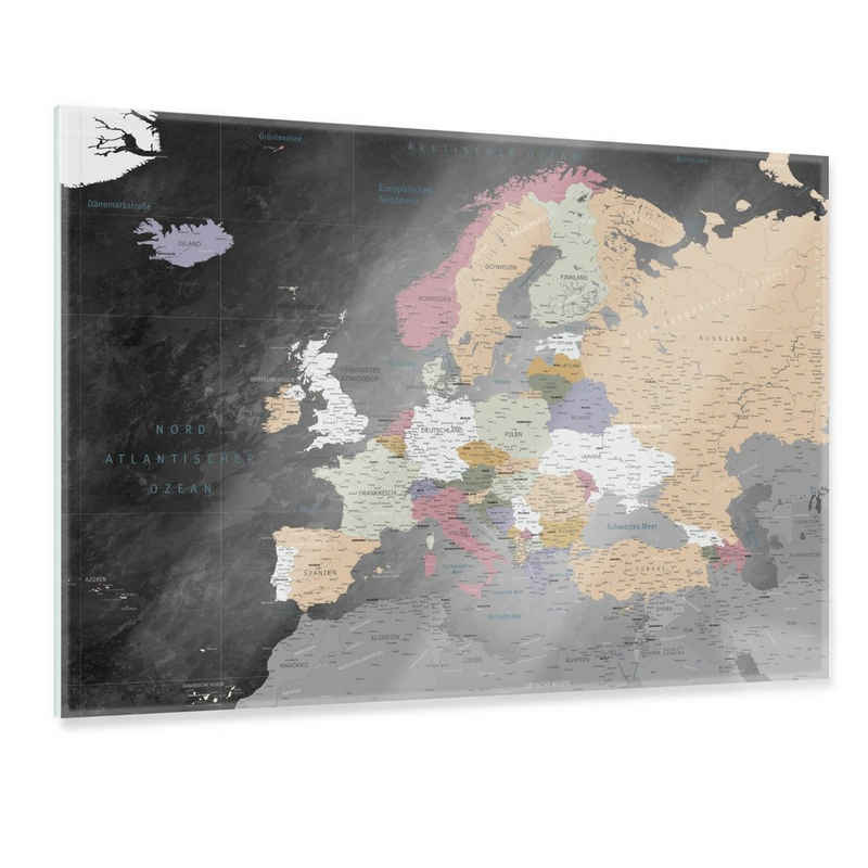 LANA KK Glasbild Europakarte, deutsche Beschriftung