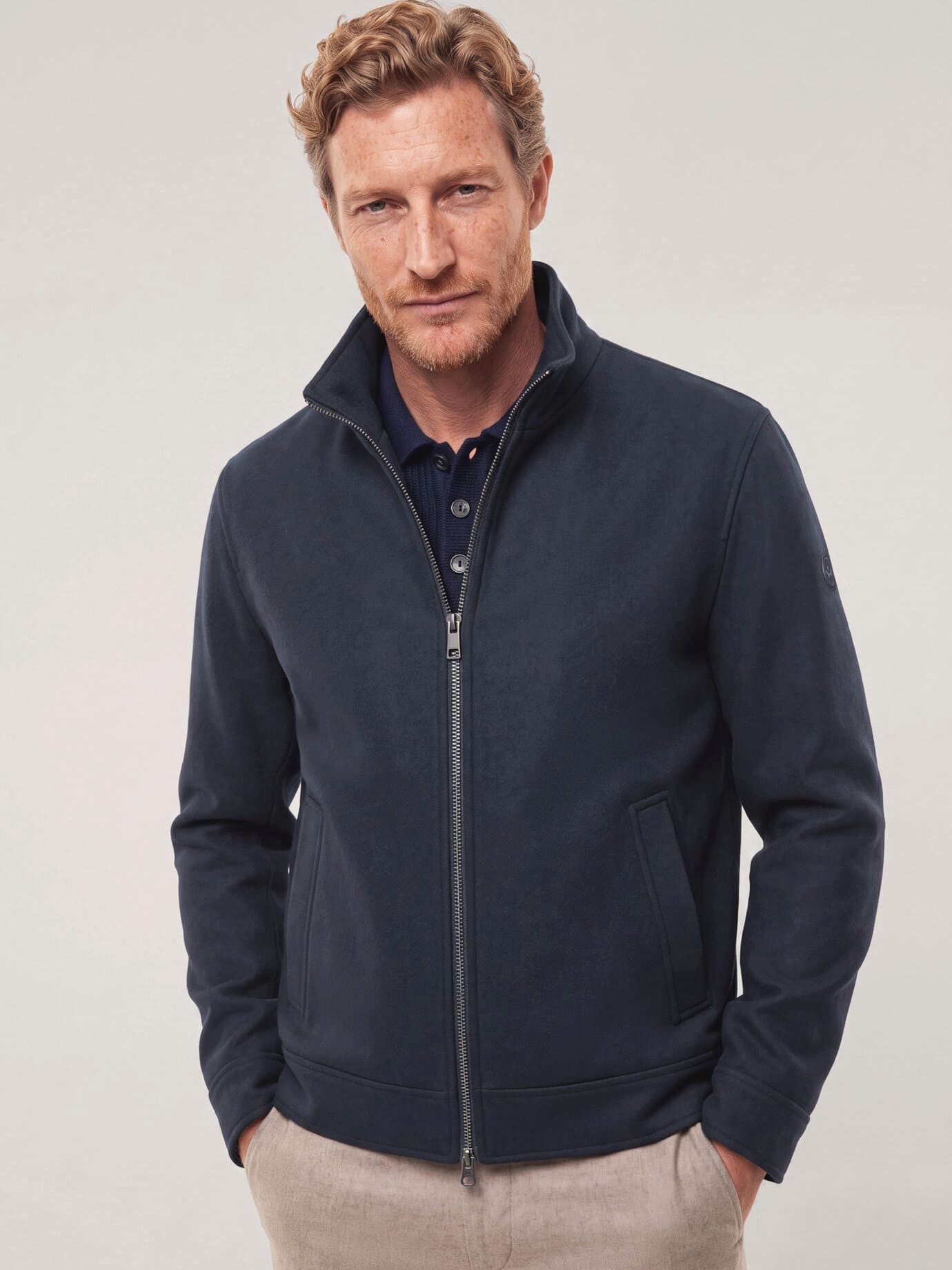 Walbusch Blouson Herren Blouson aus Wollmischung Umlegekragen, pflegeleicht, wärmend