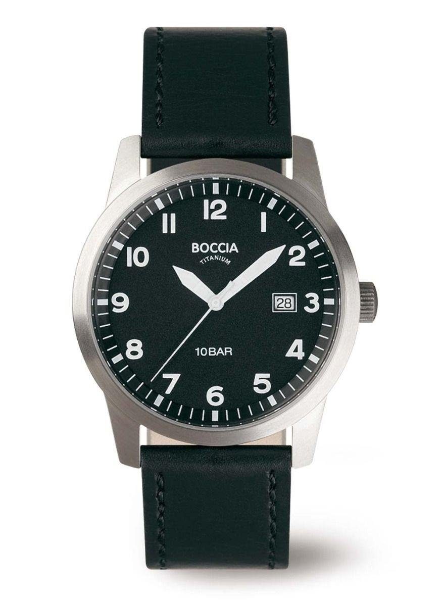 Uhr Herrenuhr Reintitan, Lederband