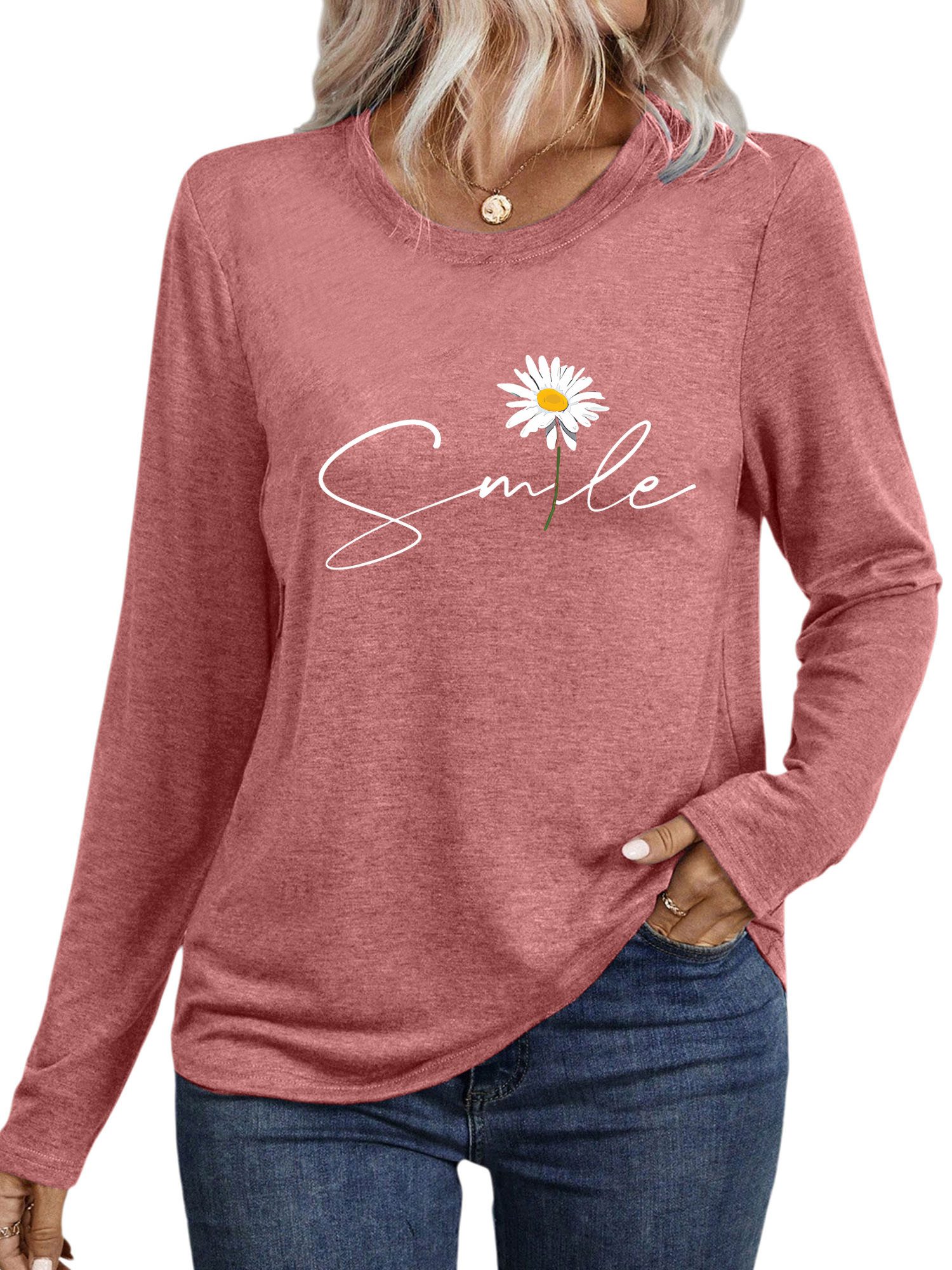 PYLIKE Rundhalsshirt Damen bequemes Langarmshirts Locker günstig online kaufen
