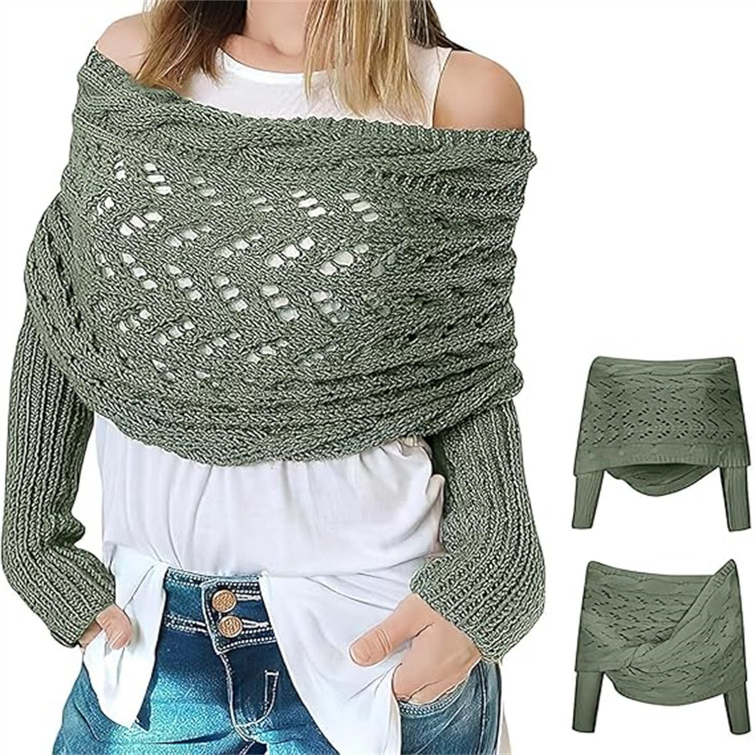 autolock Strickponcho Multifunktionaler Schal mit Ärmeln,Gestrickter günstig online kaufen