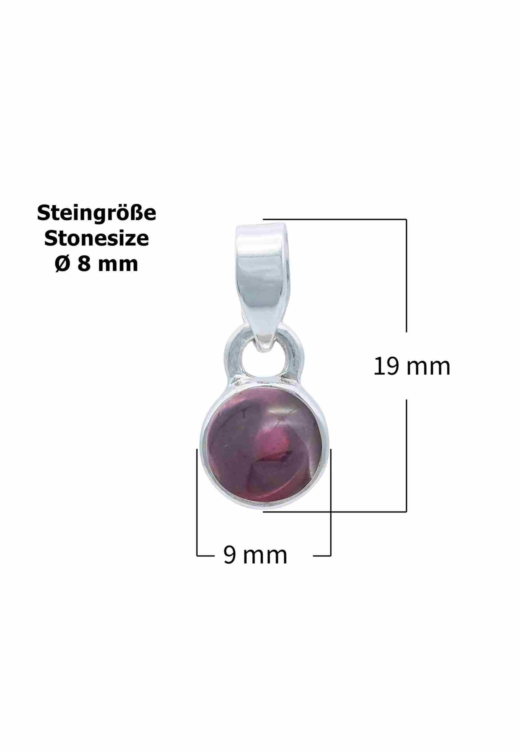 mantraroma Kettenanhänger SAMA rund aus 925 Silber mit Granat (Kettenanhänger am Baumwollband im Schmuckbeutel), 925 Sterling Silber Kettenanhänger für Damen