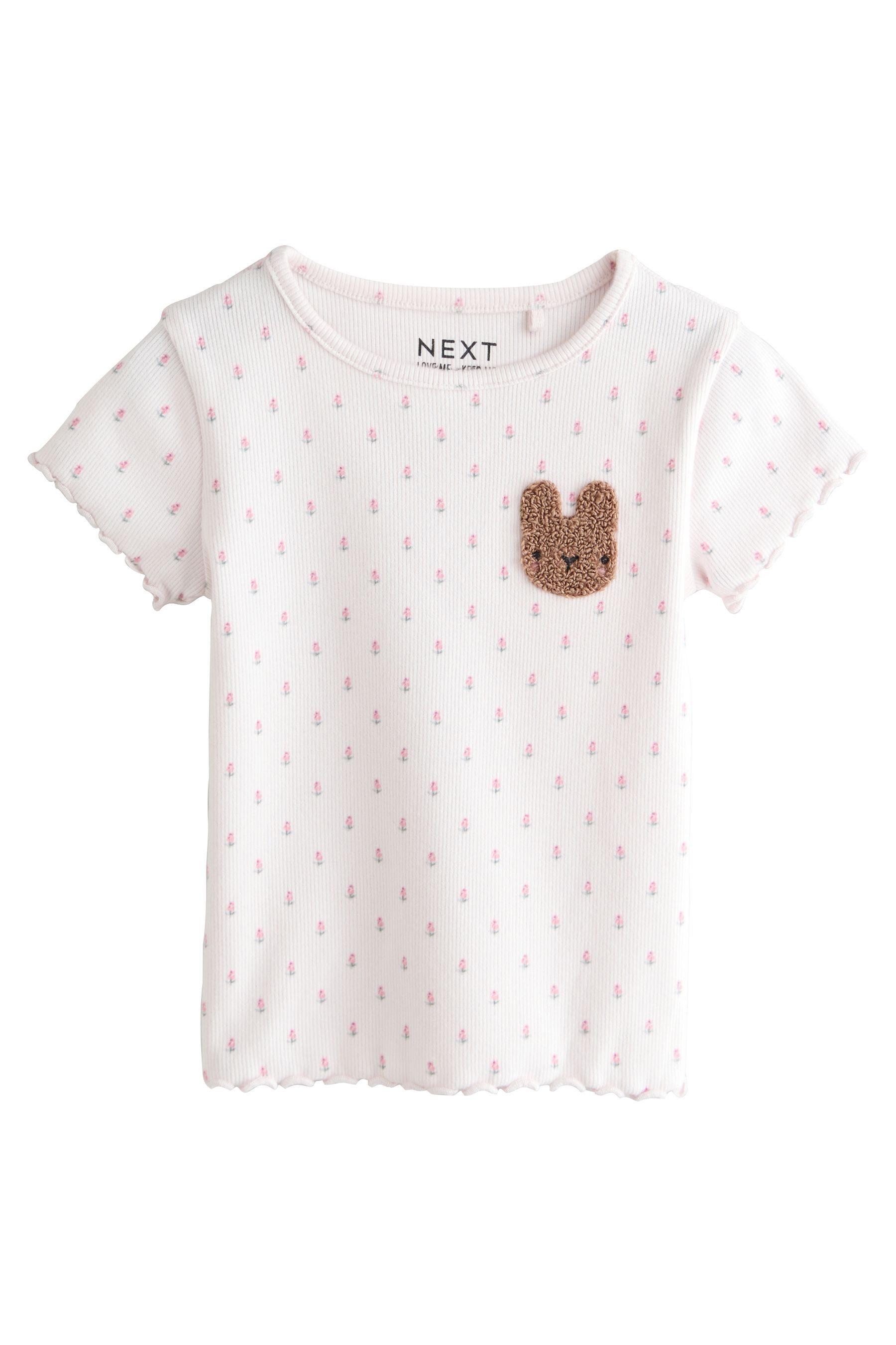 Next T-Shirt Gerippte kurzärmelige Oberteile, 5er-Pack (5-tlg) – Bild 3 von 5