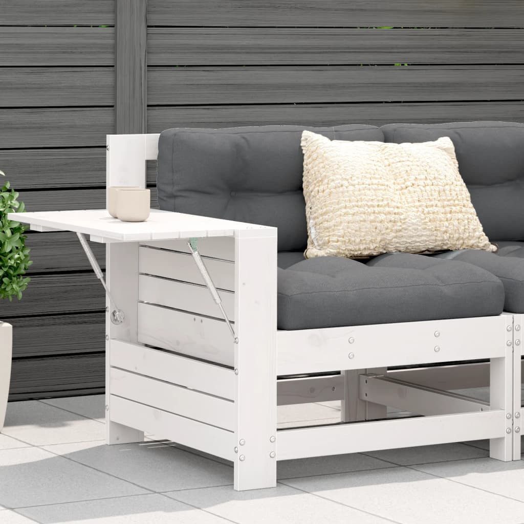 vidaXL Loungesofa Gartensofa mit Armlehne und Kissen Weiß Massivholz Kiefer