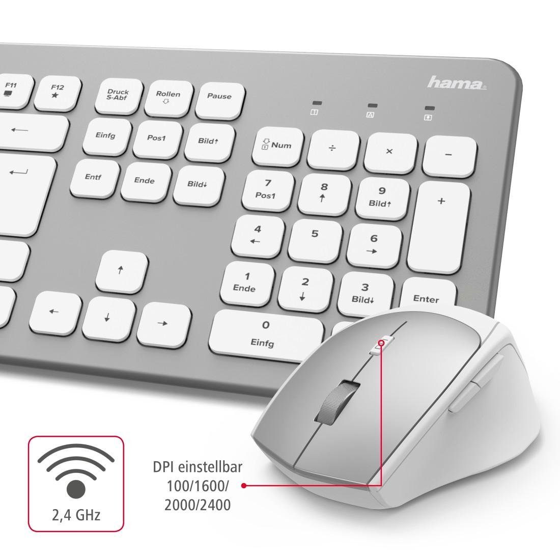 Funktastatur-/Maus-Set Tastatur- Tastatur/Maus-Set Maus-Set Hama weiß und "KMW-700"