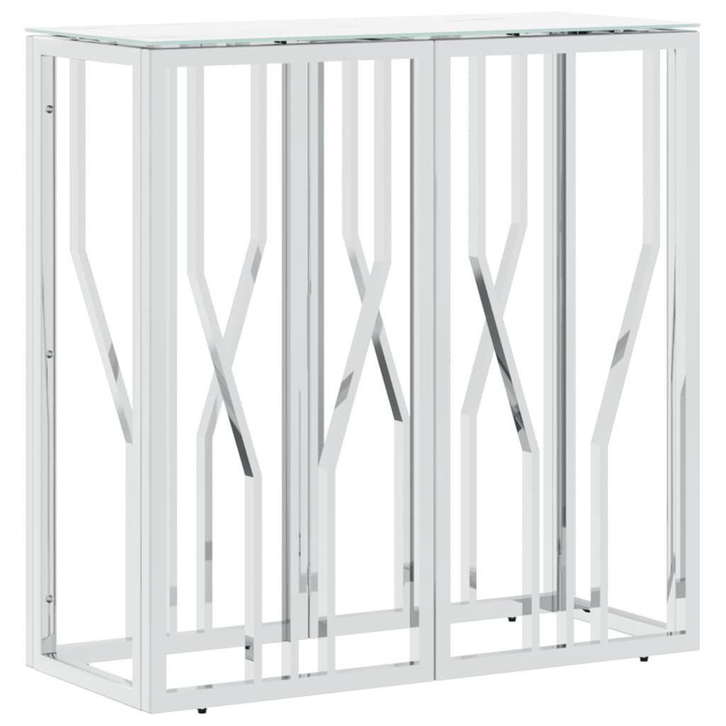 vidaXL Beistelltisch Konsolentisch Silbern 70x30x70 cm Edelstahl und Glas (1-St)