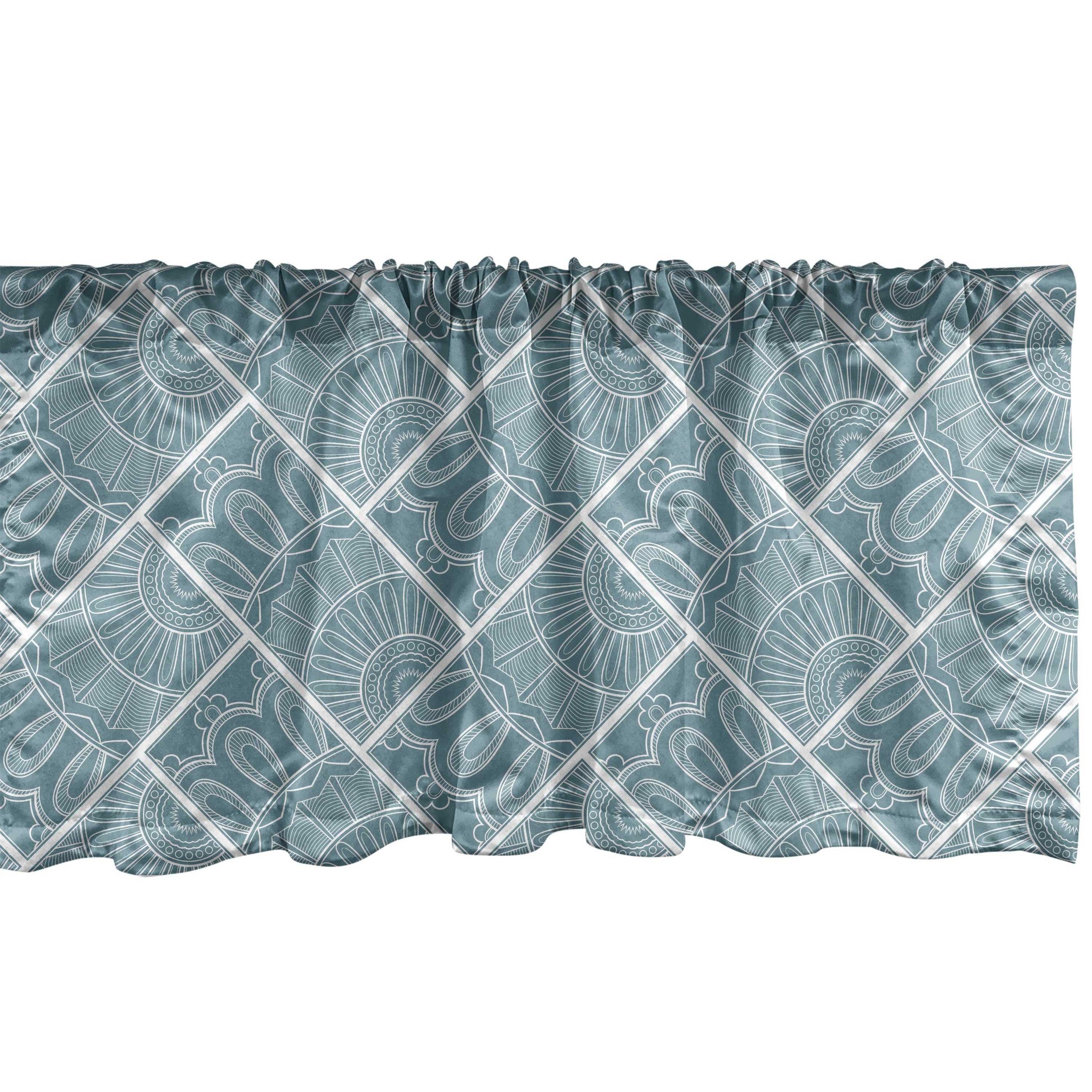Scheibengardine Vorhang Volant für Küche Schlafzimmer Dekor mit Stangentasche, Abakuhaus, Microfaser, Orientalisch Line Art mit Spitze Verziert