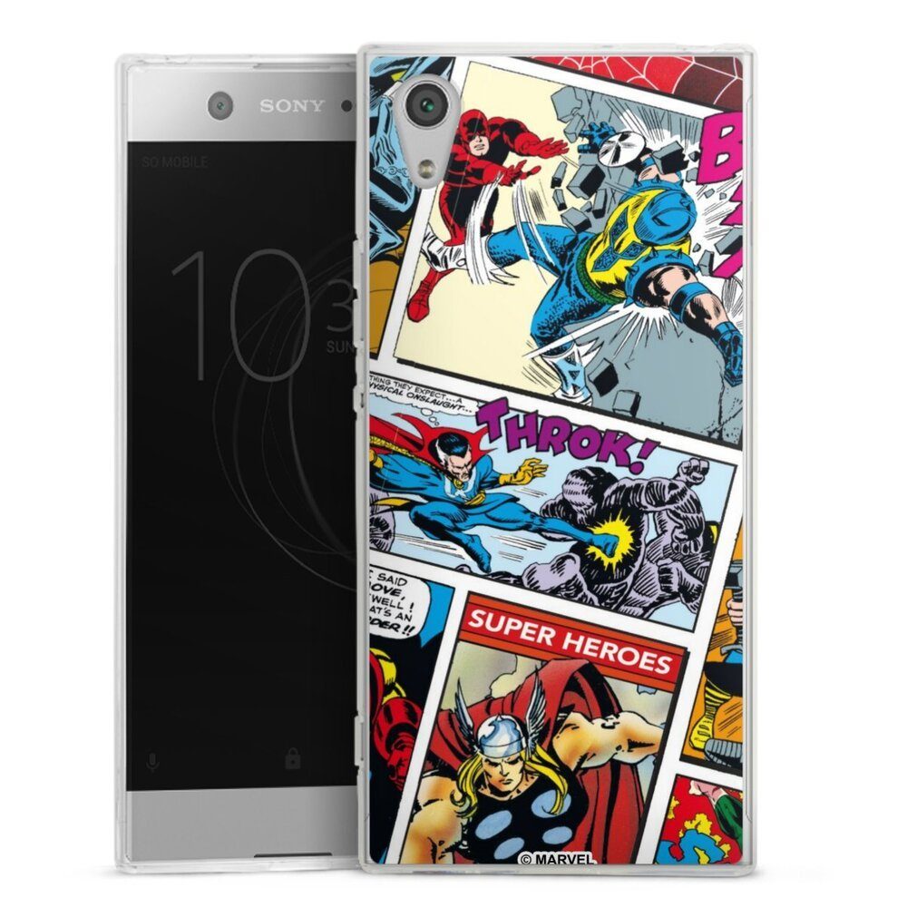 DeinDesign Handyhülle Marvel Retro Comic Blue, Sony Xperia XA 1 Silikon Hülle Bumper Case Handy Schutzhülle