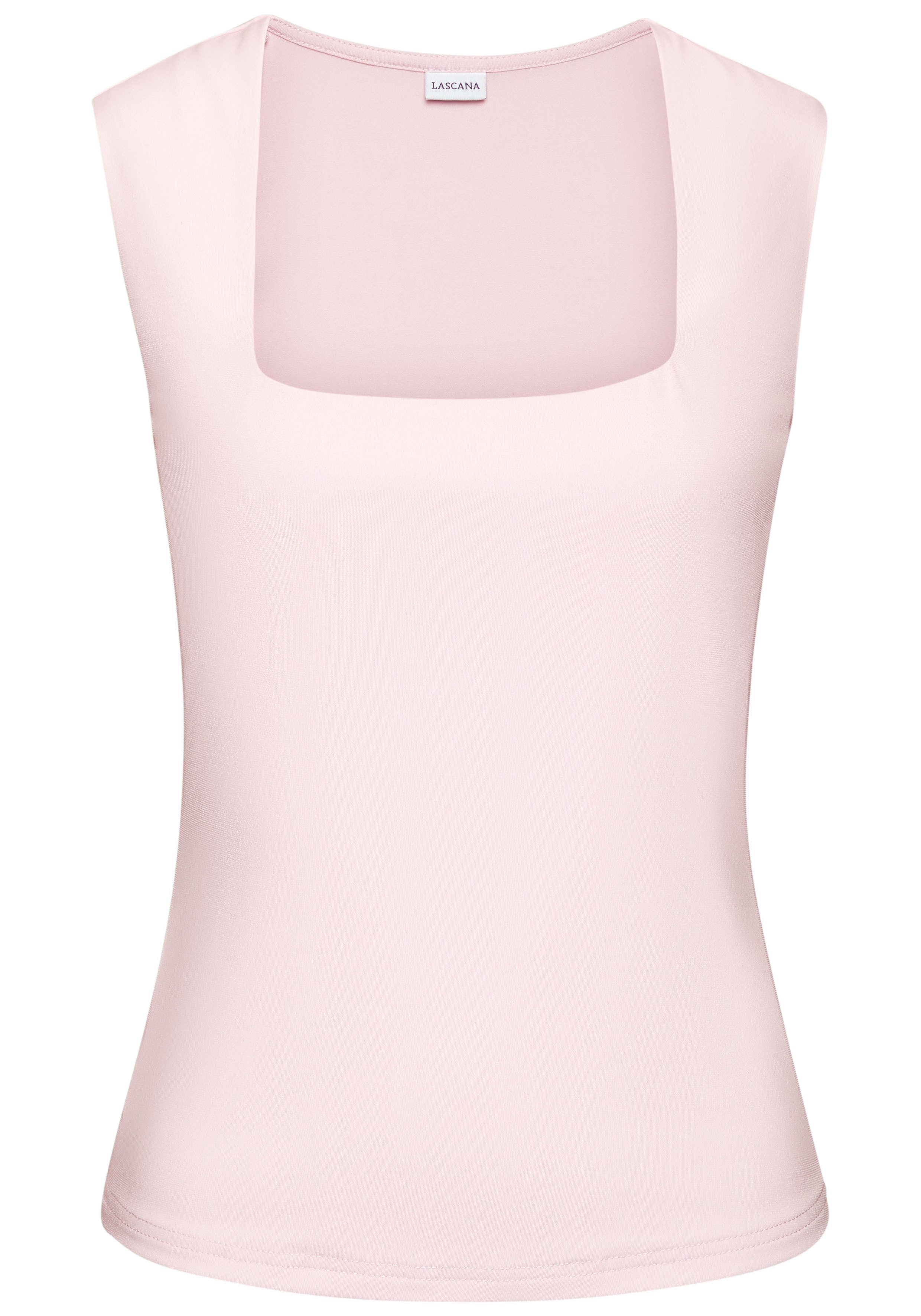 LASCANA Tanktop aus glatter Jerseyqualität, bügelfrei elegantes Basic-Top, breite Träger, Jerseytop mit Karree-Ausschnitt – Bild 2 von 5