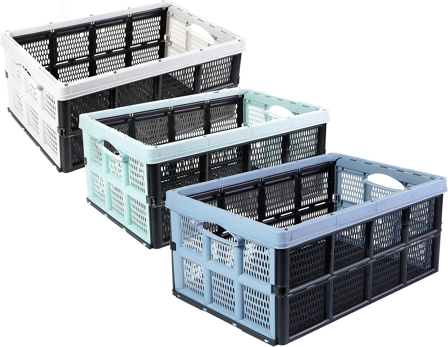 Centi Allzweckkiste MODULA Klappboxen 32 L (1 St., 3er-Set), Faltbare Aufbewahrung mit Griffen